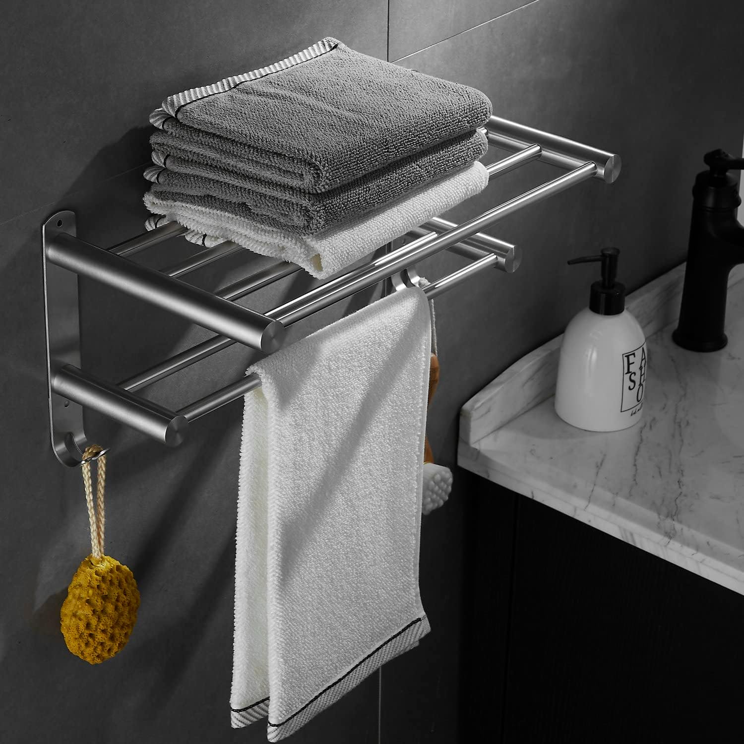 Leekayer Double Layer Towel Rack 40cm Brushed Nickel