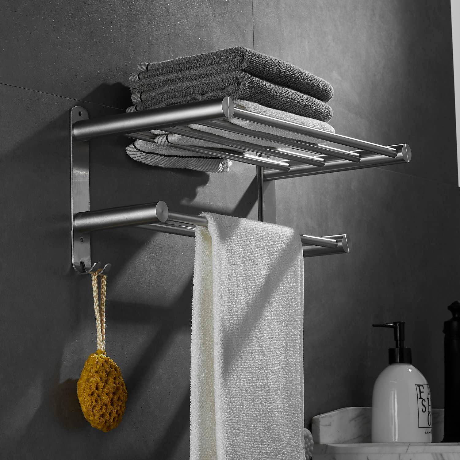 Leekayer Double Layer Towel Rack 40cm Brushed Nickel