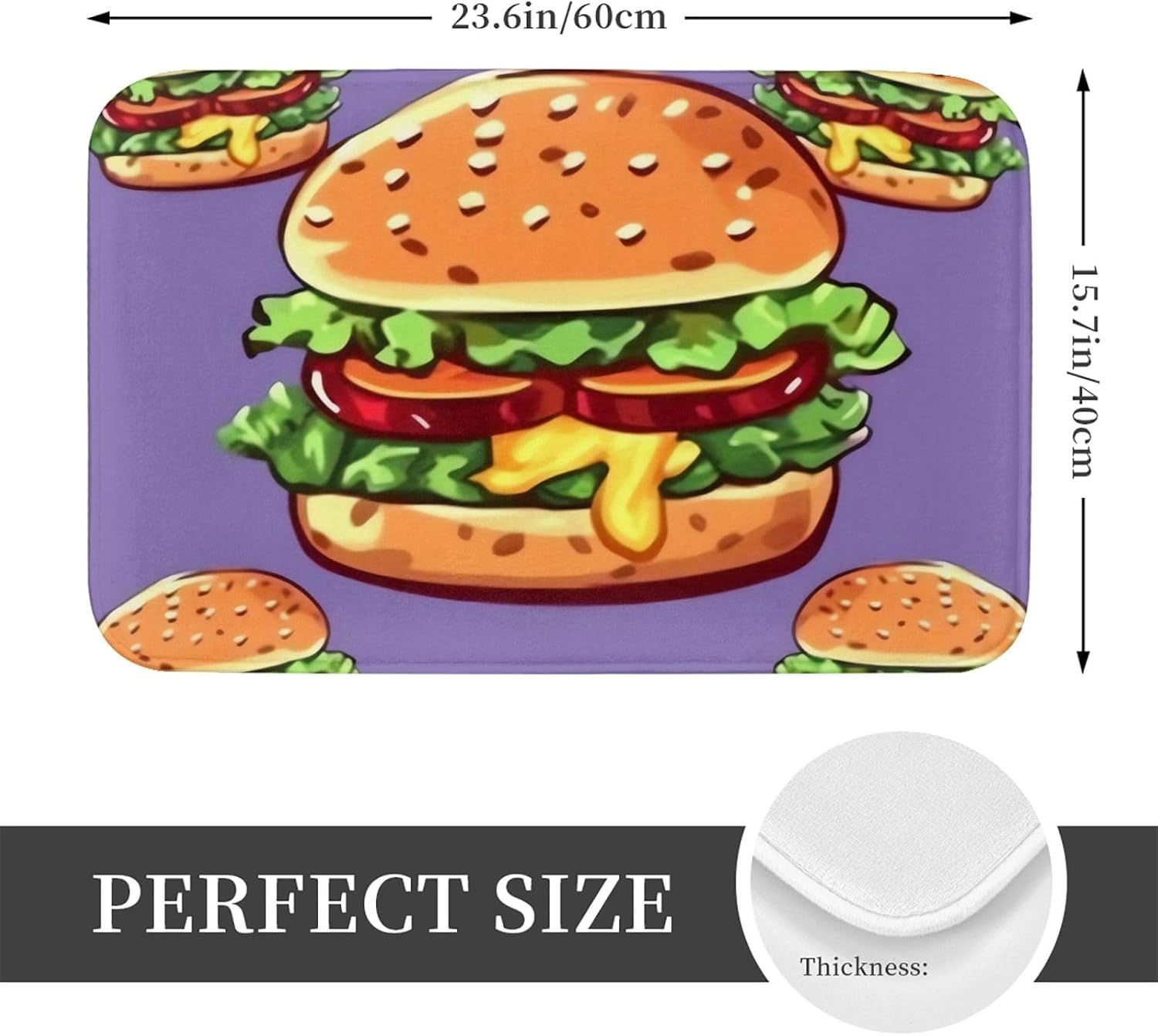 Cartoon Hamburger Welcome Door Mat For Entryway
