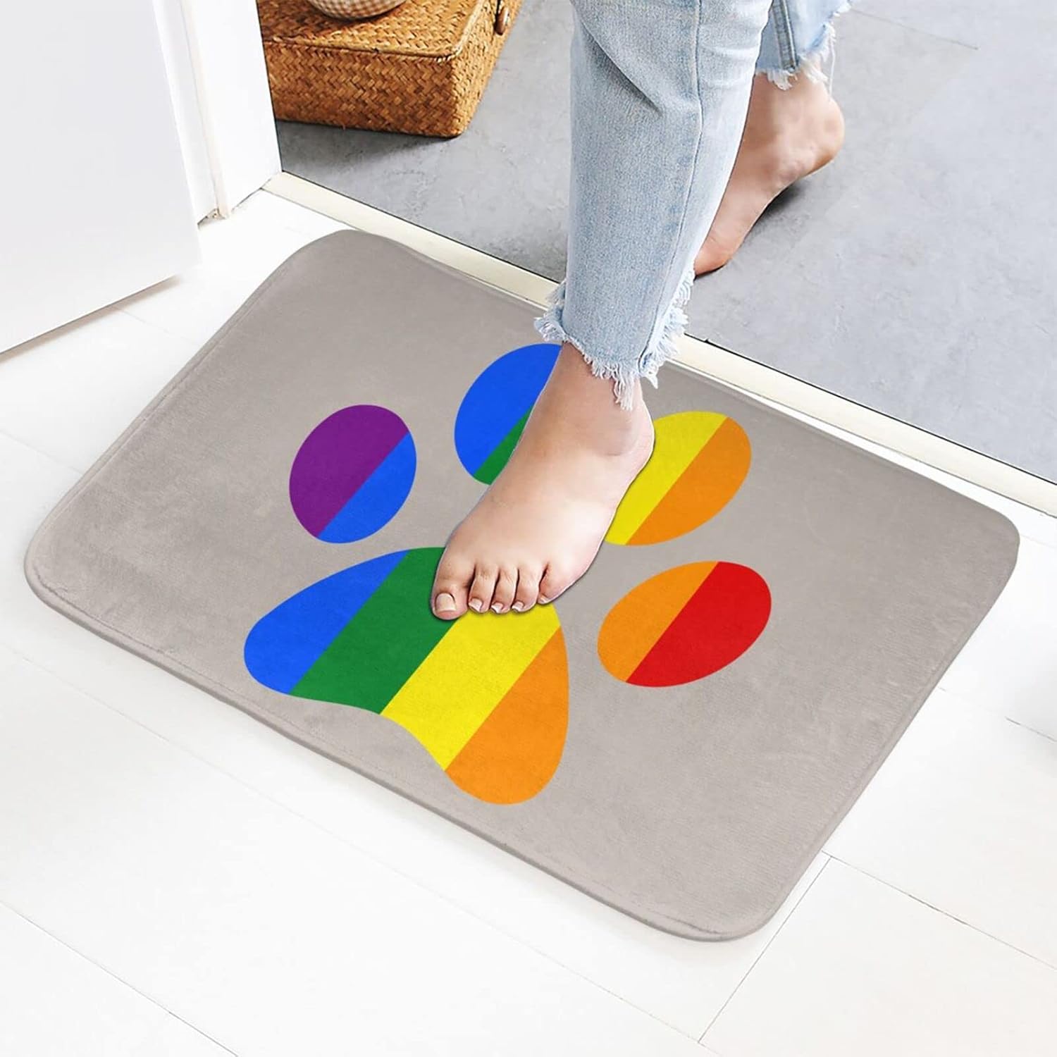 LGBT Paw Pride Throw Rug Non-Slip Bathroom Mat