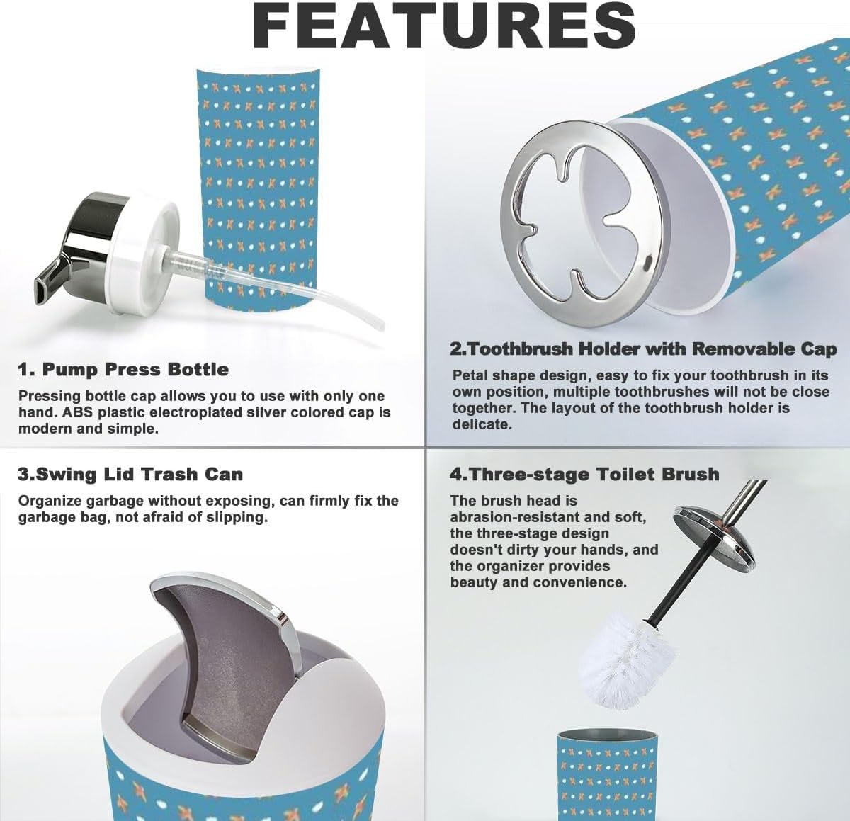 XNGJEMVWXO Bathroom Accessory Set - 6 Piece Cute Organizer Kit