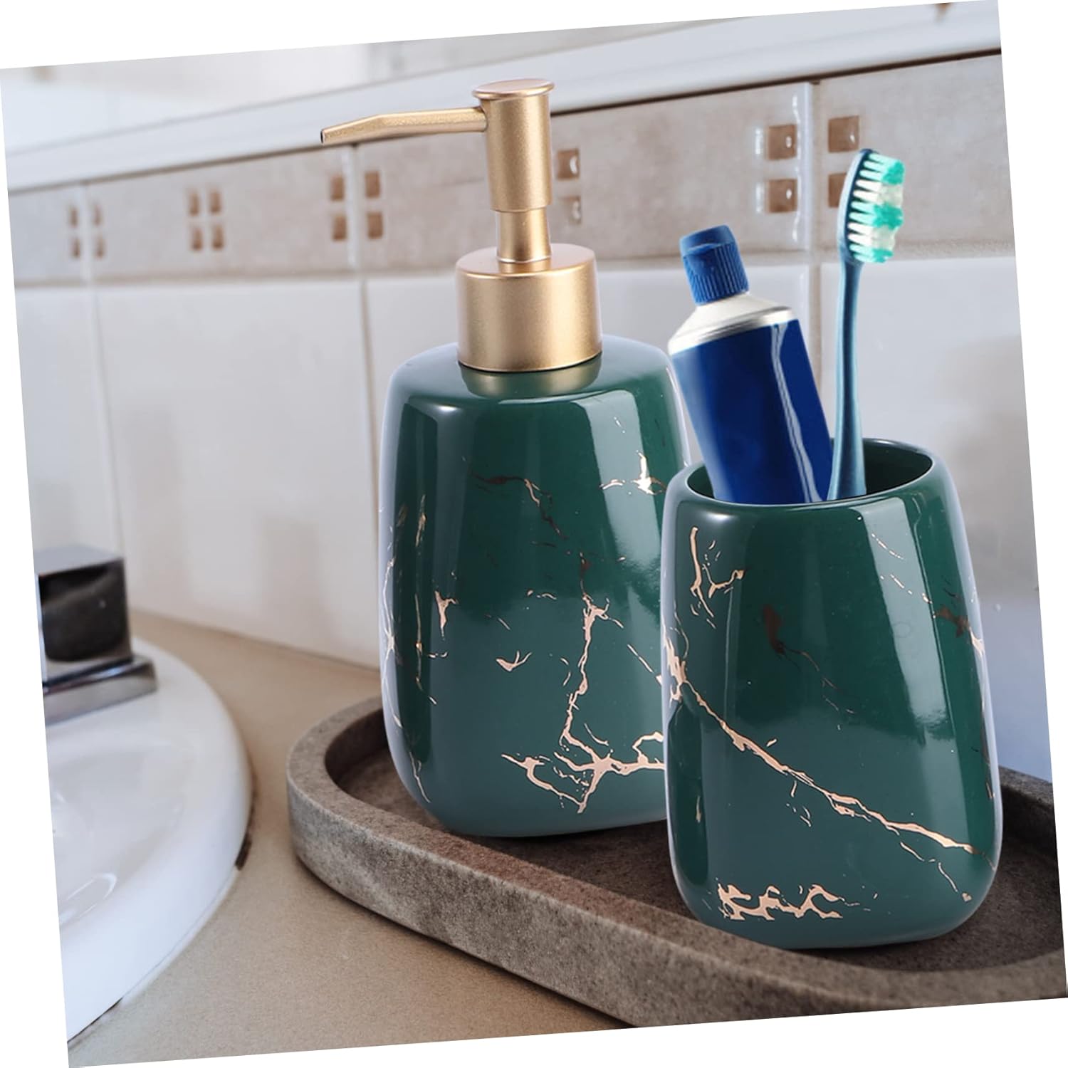 Complete Black Bathroom Set with 3 Essential Items for Organization Beauty