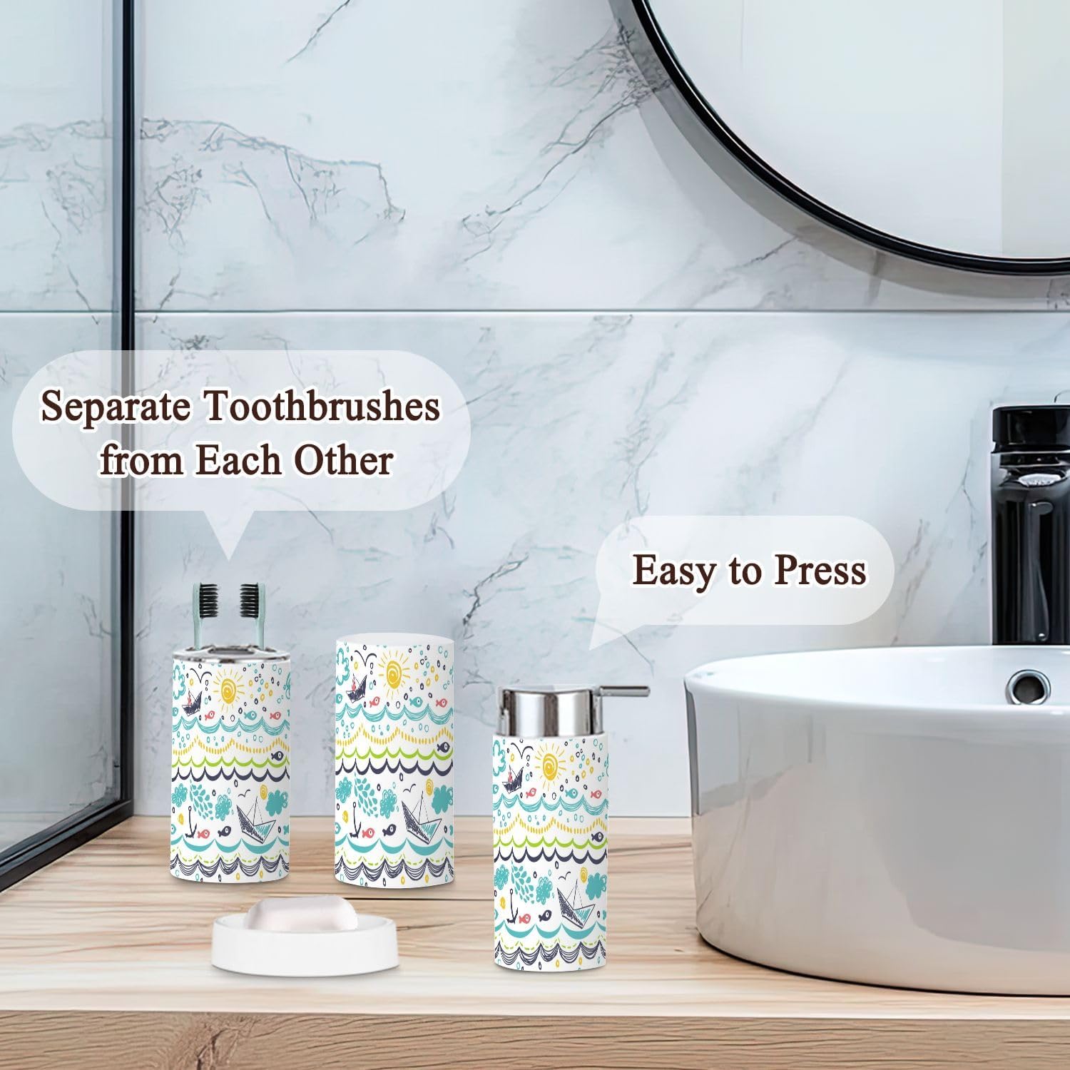 Bathroom Accessories Set 6 Pcs Durable Modern Decor