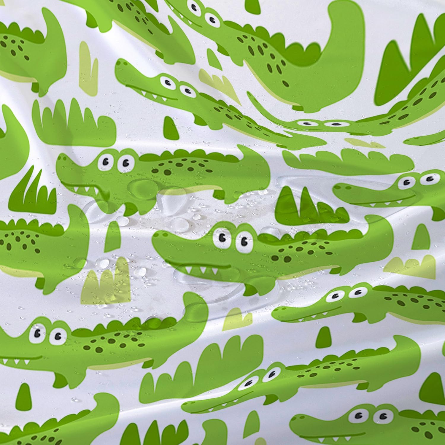 AILONEN Cute Crocodile Shower Curtain Set for Kids Boys 60 Wx72 H