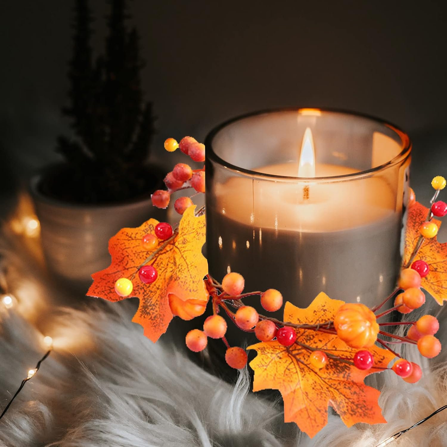 Handcrafted artificial berry candle rings for Home ations