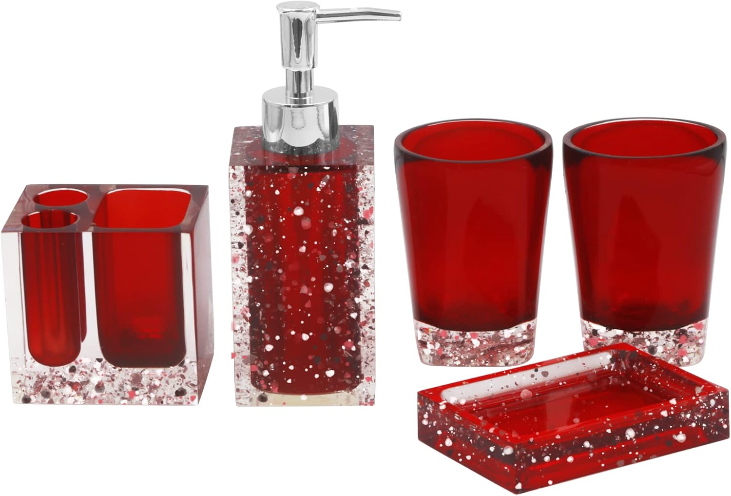 Bath ACCESSORY SET - Set of 5 Essential Bathroom Essentials with Rust-Proof Finish