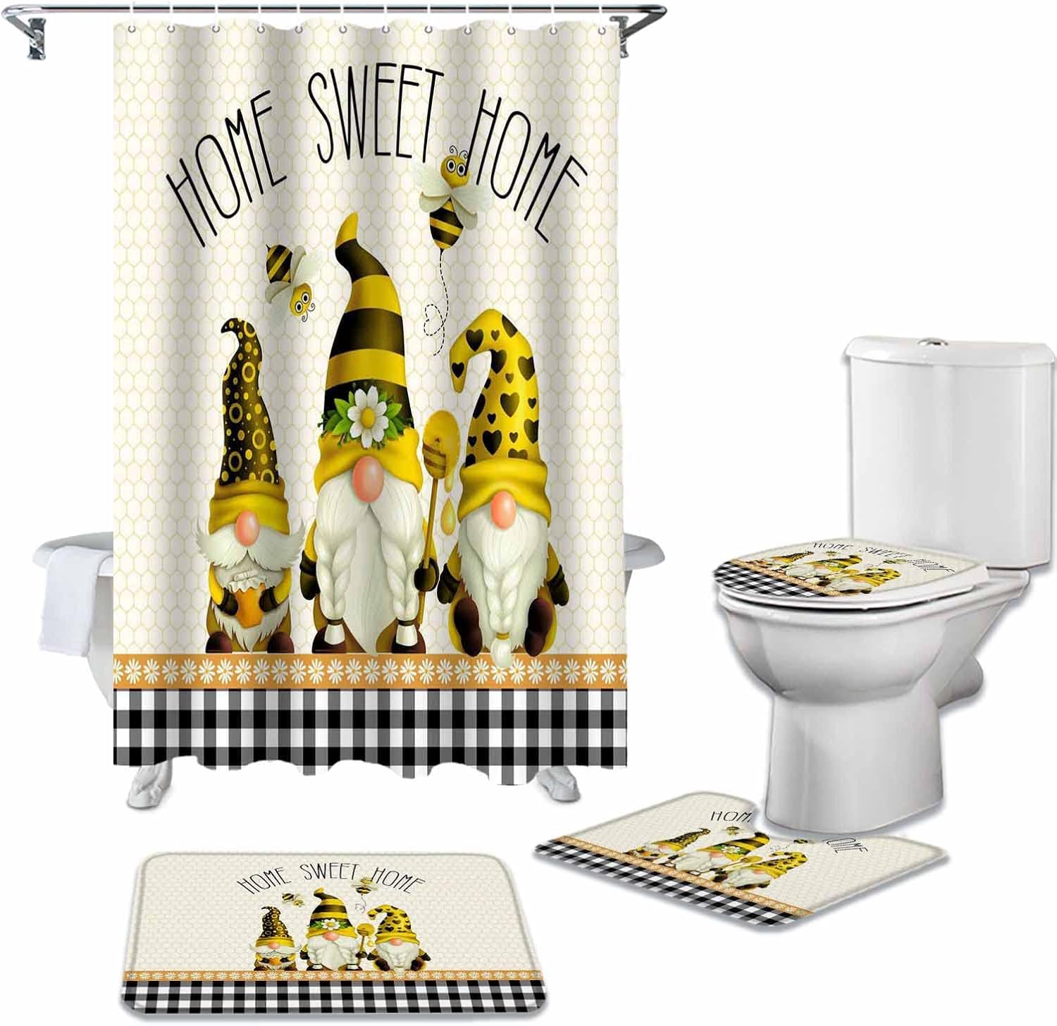 YESOF66 4PCS Bathroom Mat Set