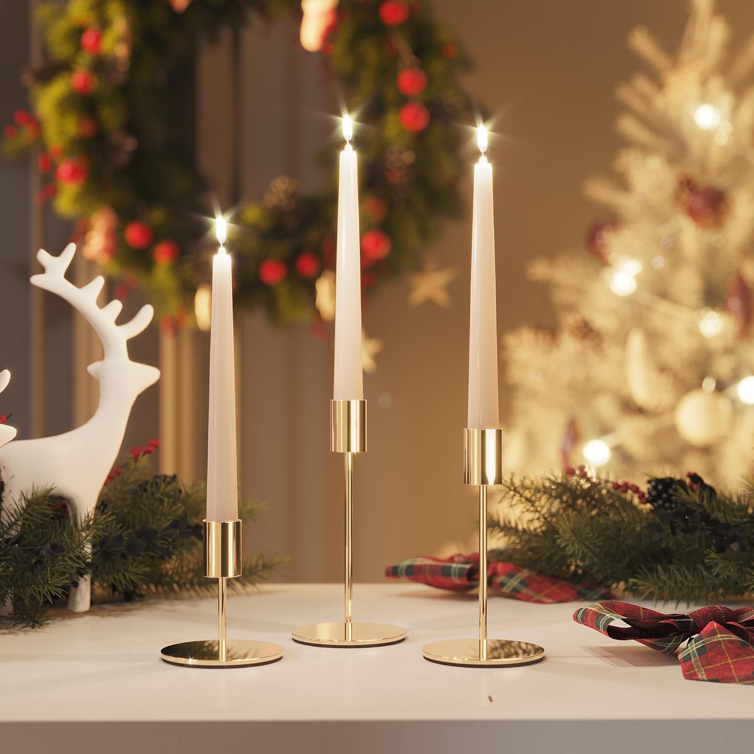 French Gold Taper Candle Holder Set