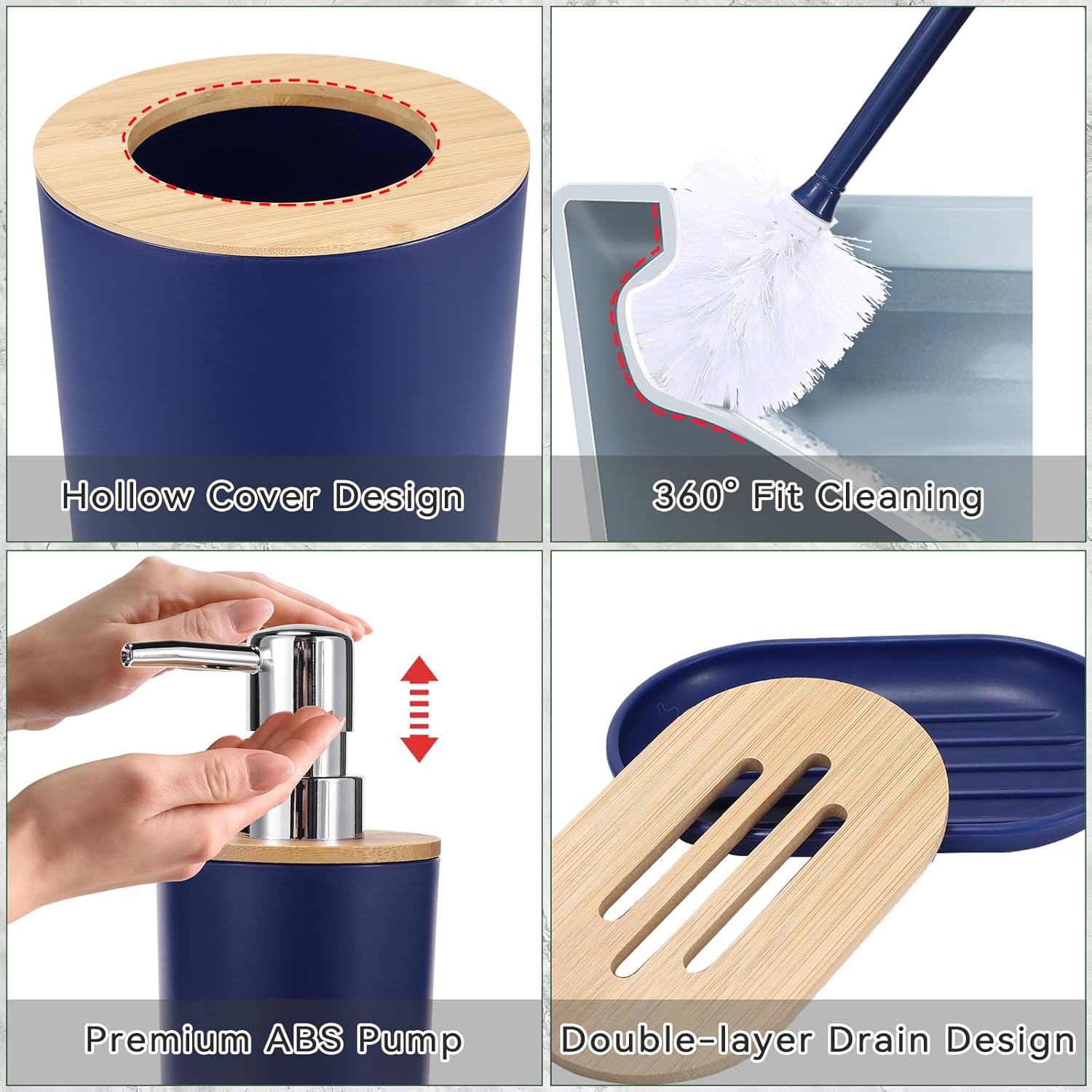 Navy Blue Bathroom Accessory Set