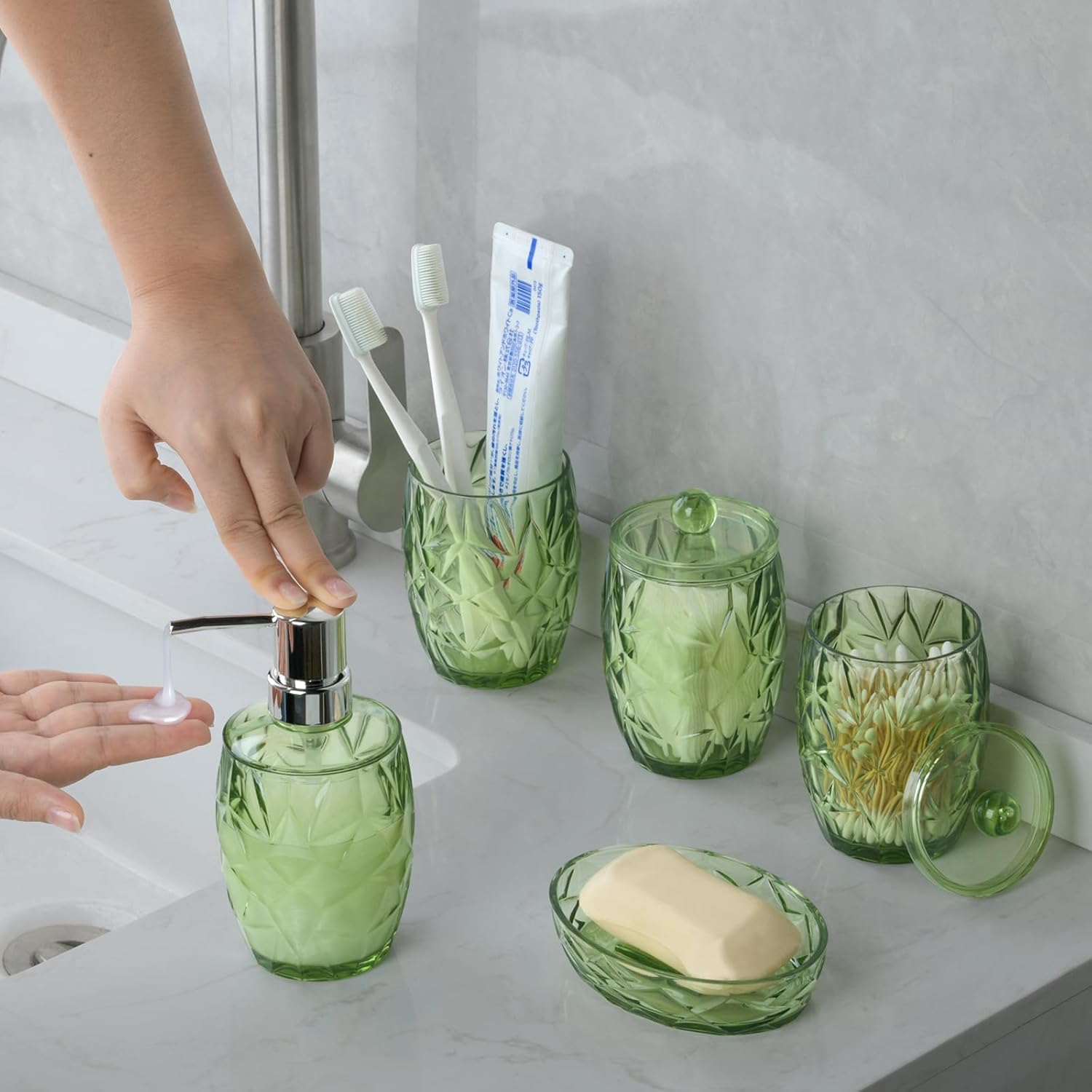 Green Bathroom Accessories Set 5pcs
