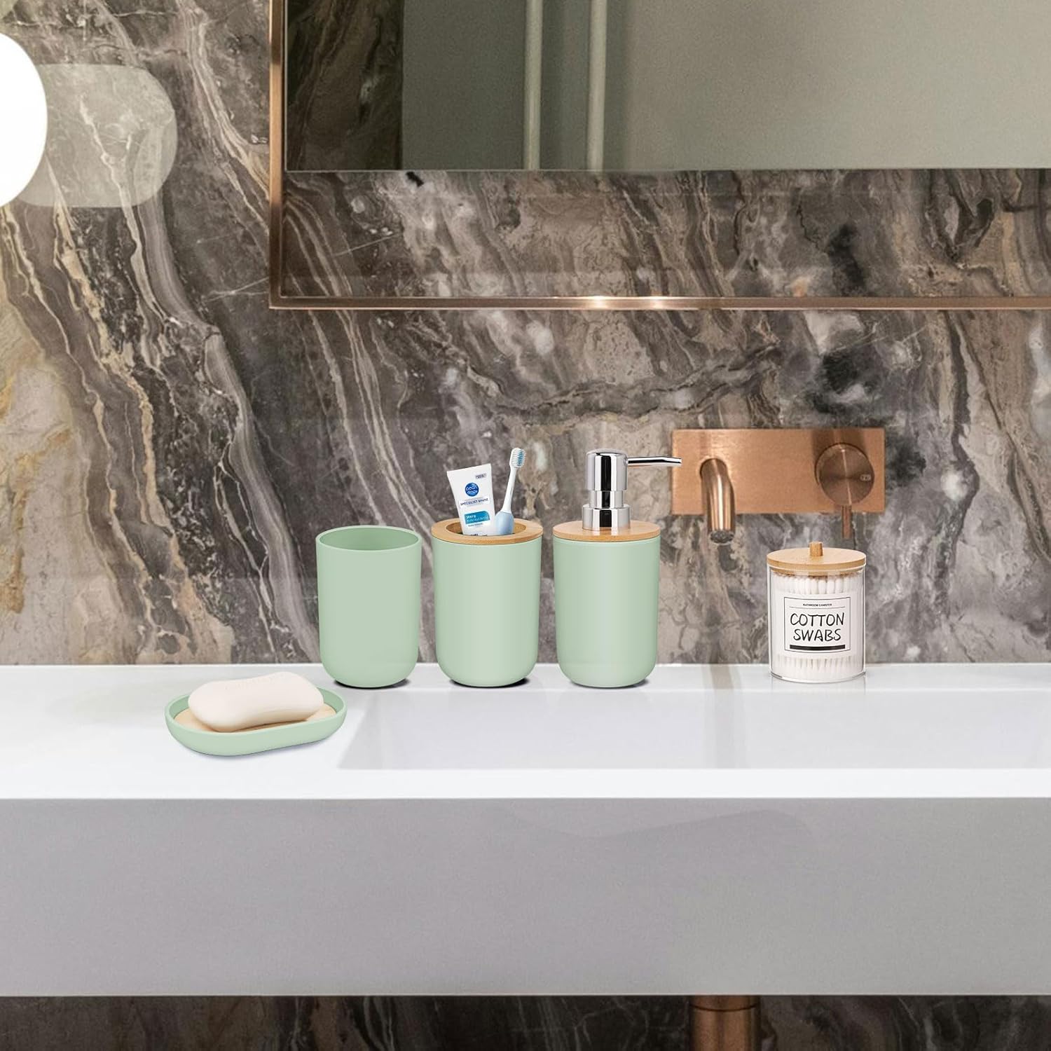 IMAVO Green Bathroom Accessories Set 5 Piece