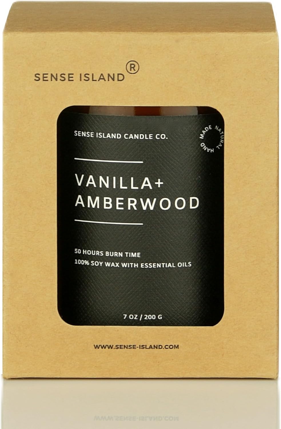 Vanilla Amberwood Wood Wick Candle for Men 50 Hour Burn