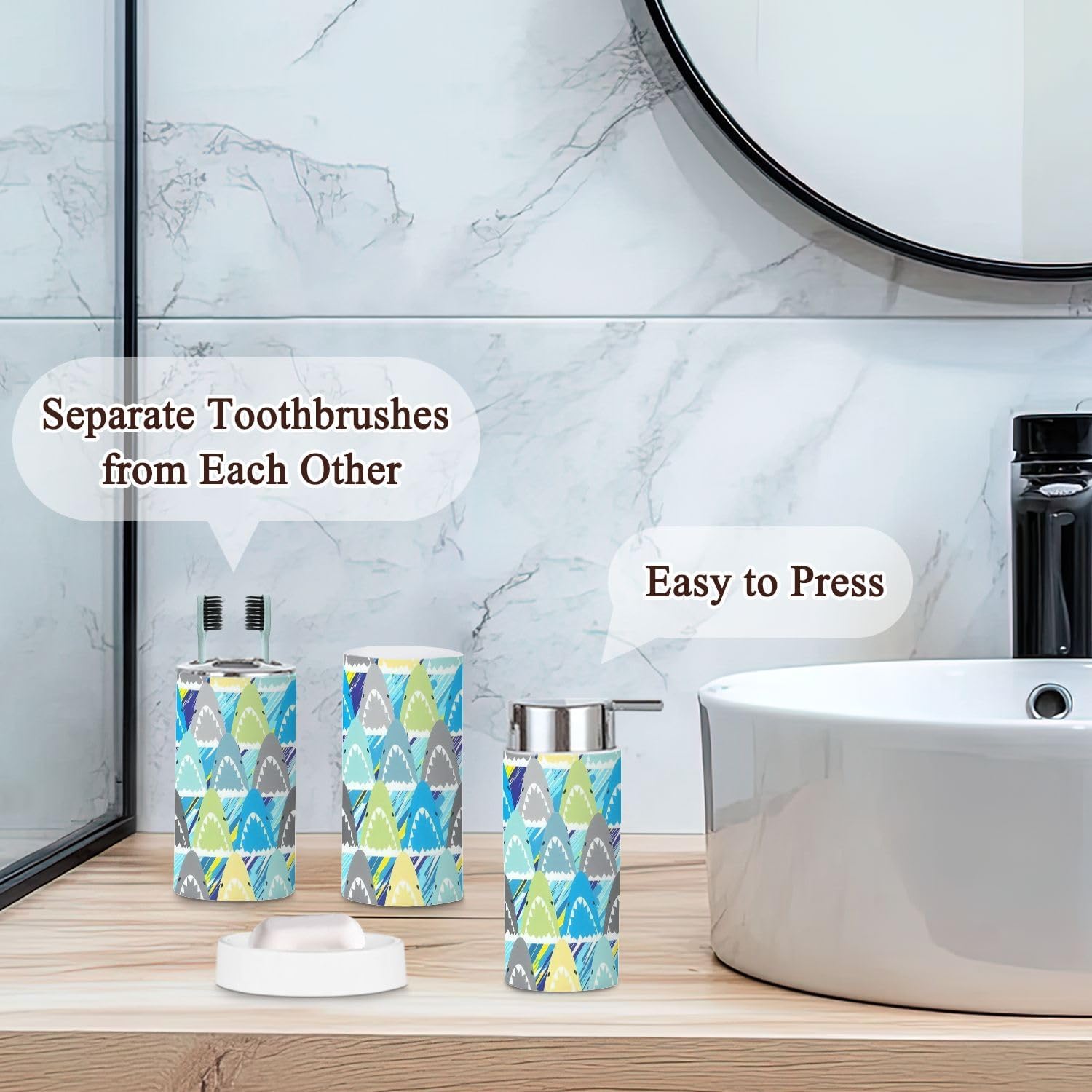 6-Piece Multicolored Bathroom Accessories Set