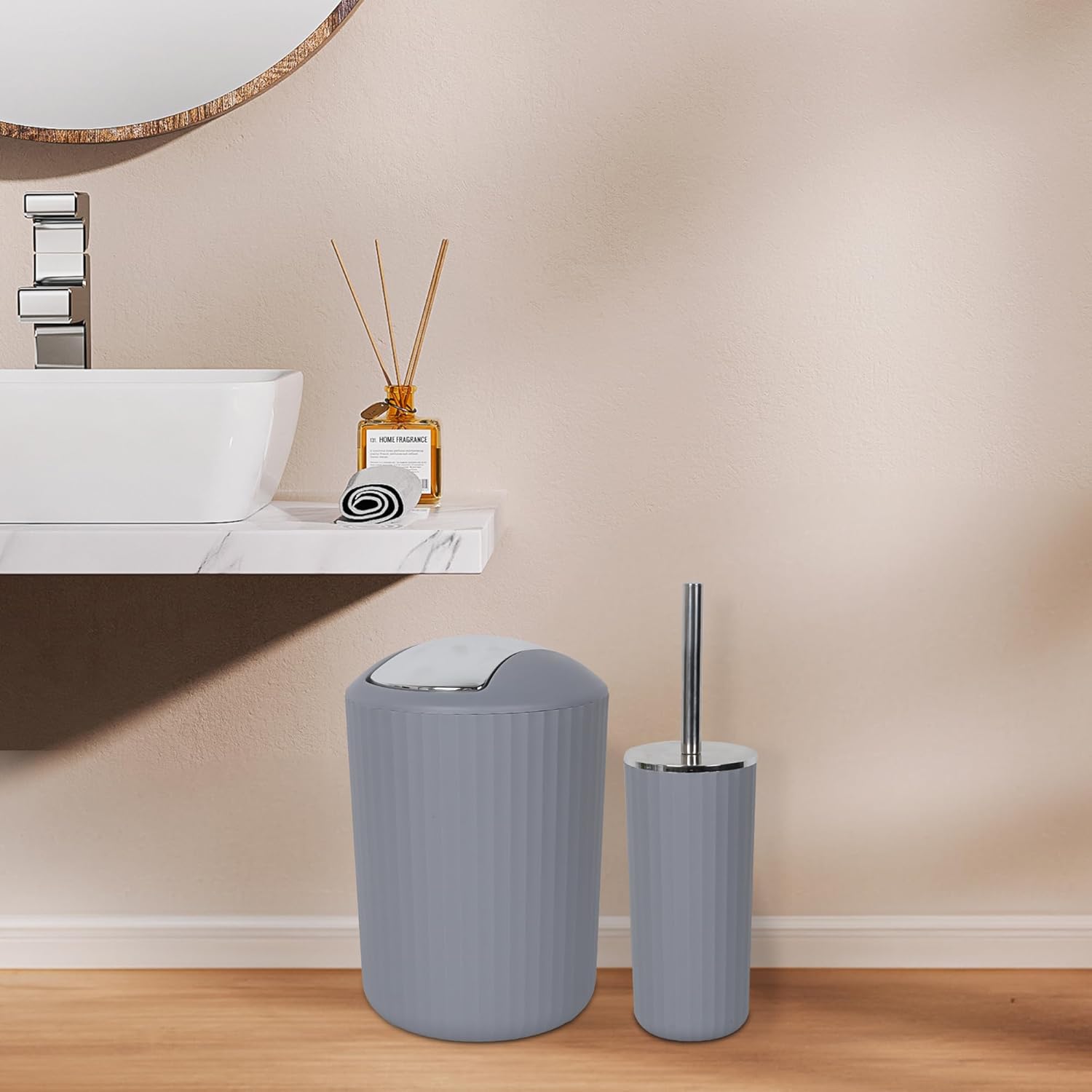 FEILANDUO 8 Piece Bathroom Accessory Set Gray