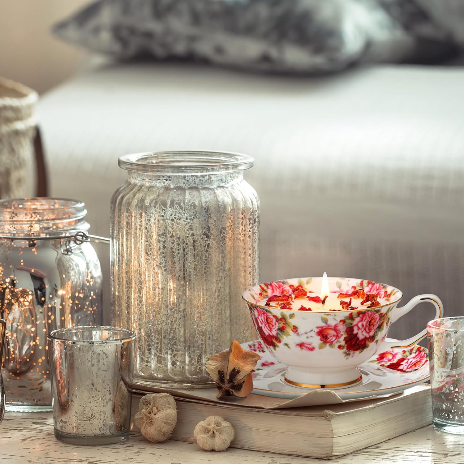 Floral Tea Cup Candle for Women Mothers Day Gift