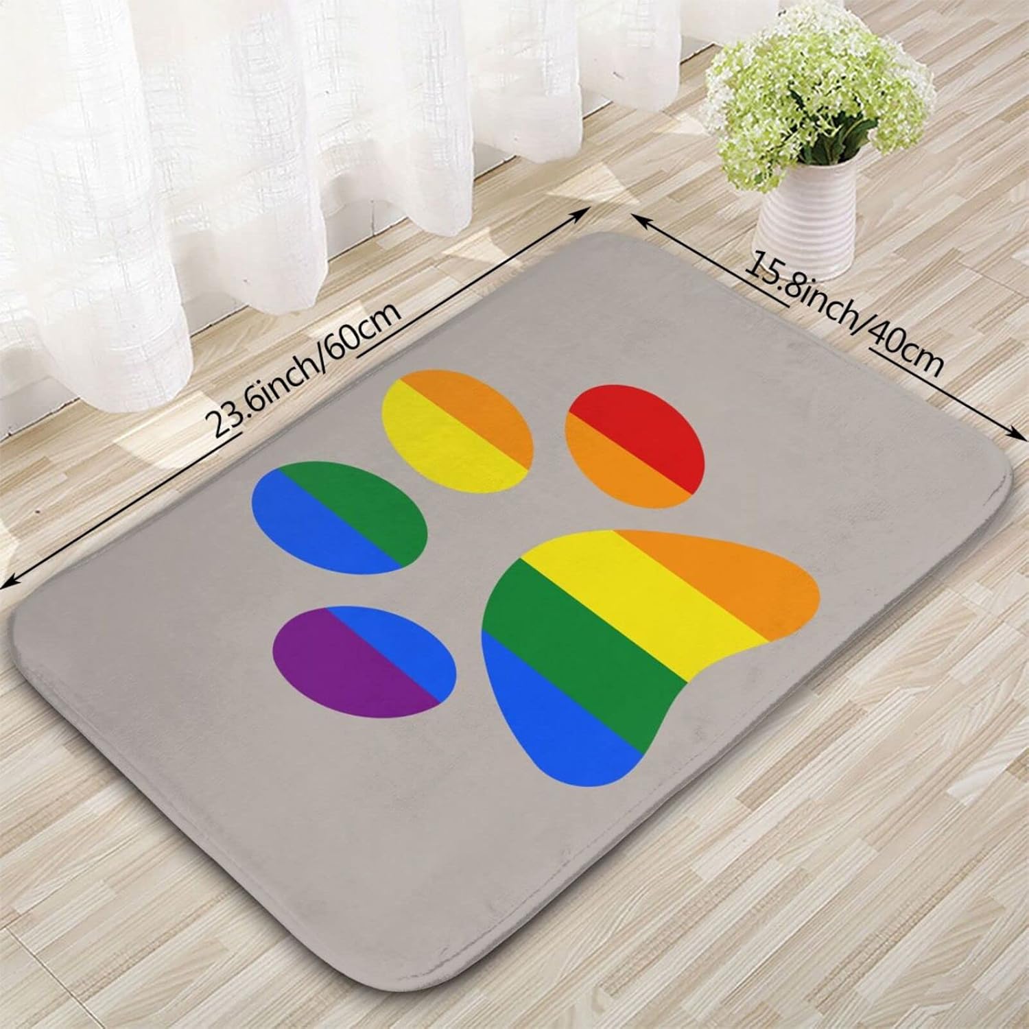 LGBT Paw Pride Throw Rug Non-Slip Bathroom Mat