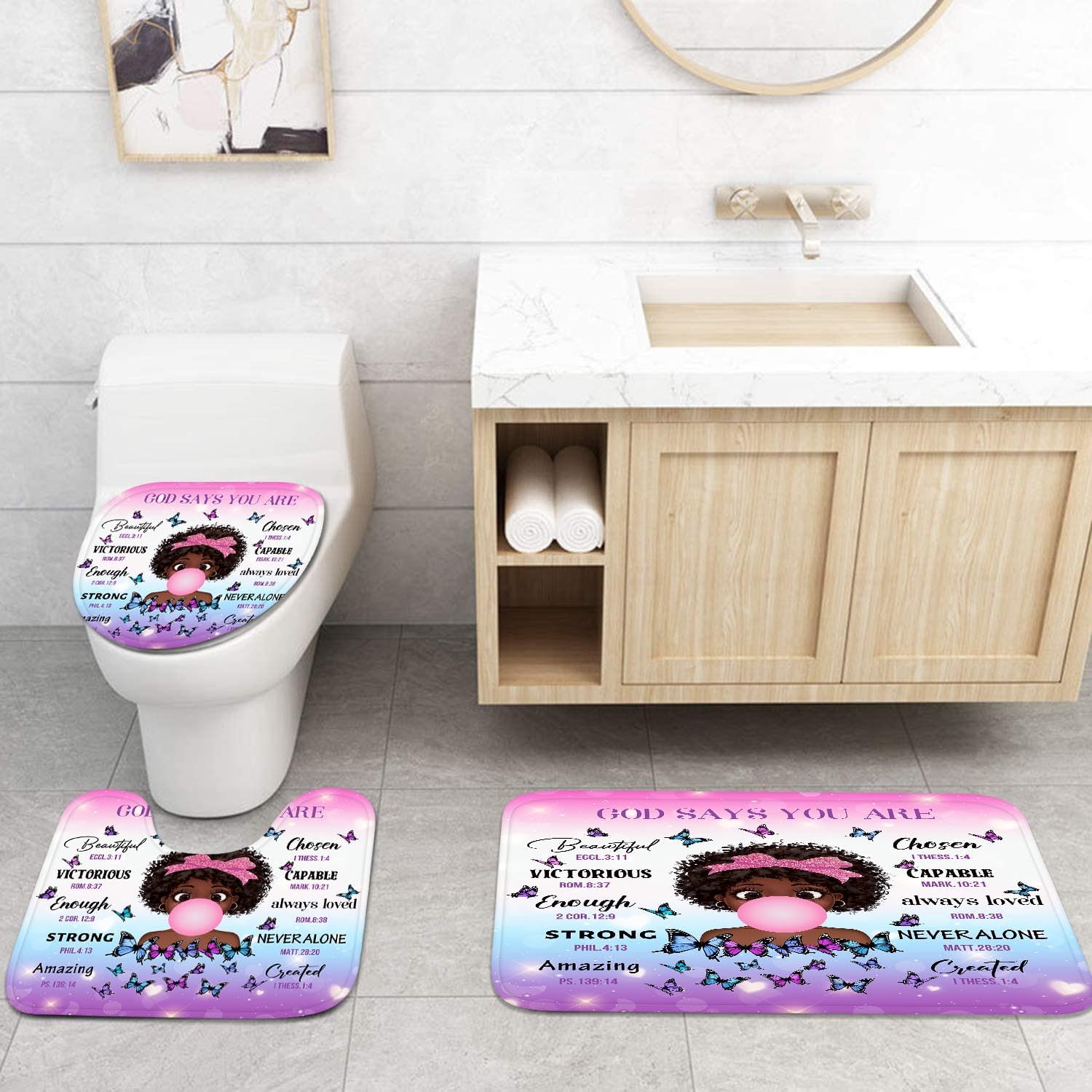 BriBay 4-Piece Bathroom Set Waterproof Stylish Home Decor