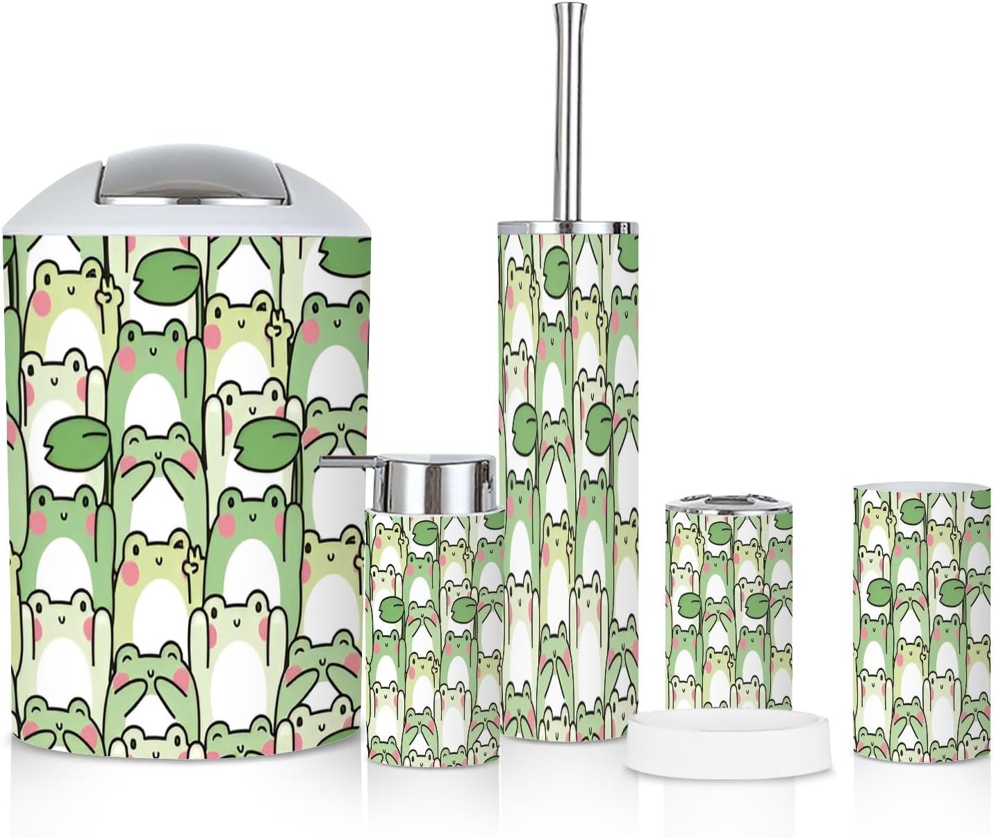 6 Piece Cute Frog Bathroom Accessories Set