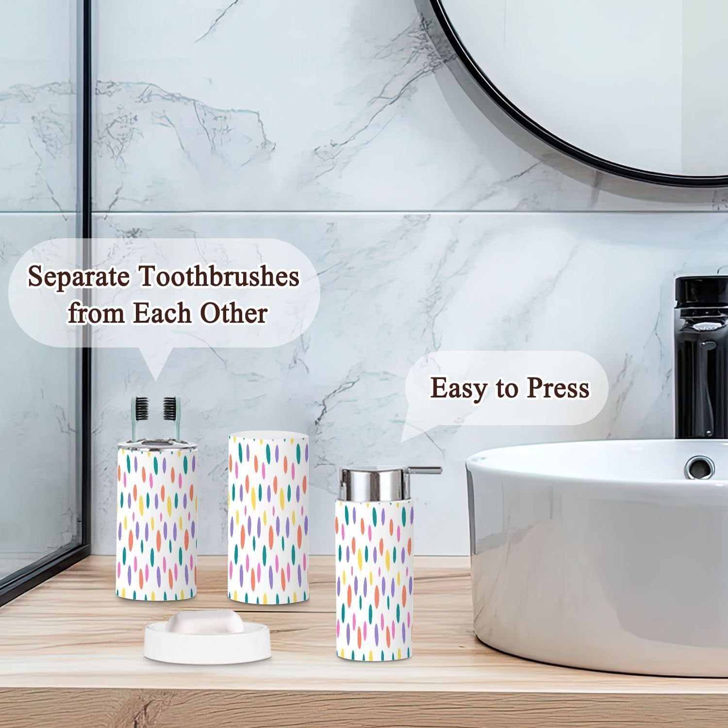 6 Piece Abstract Colorful Bathroom Accessories Set