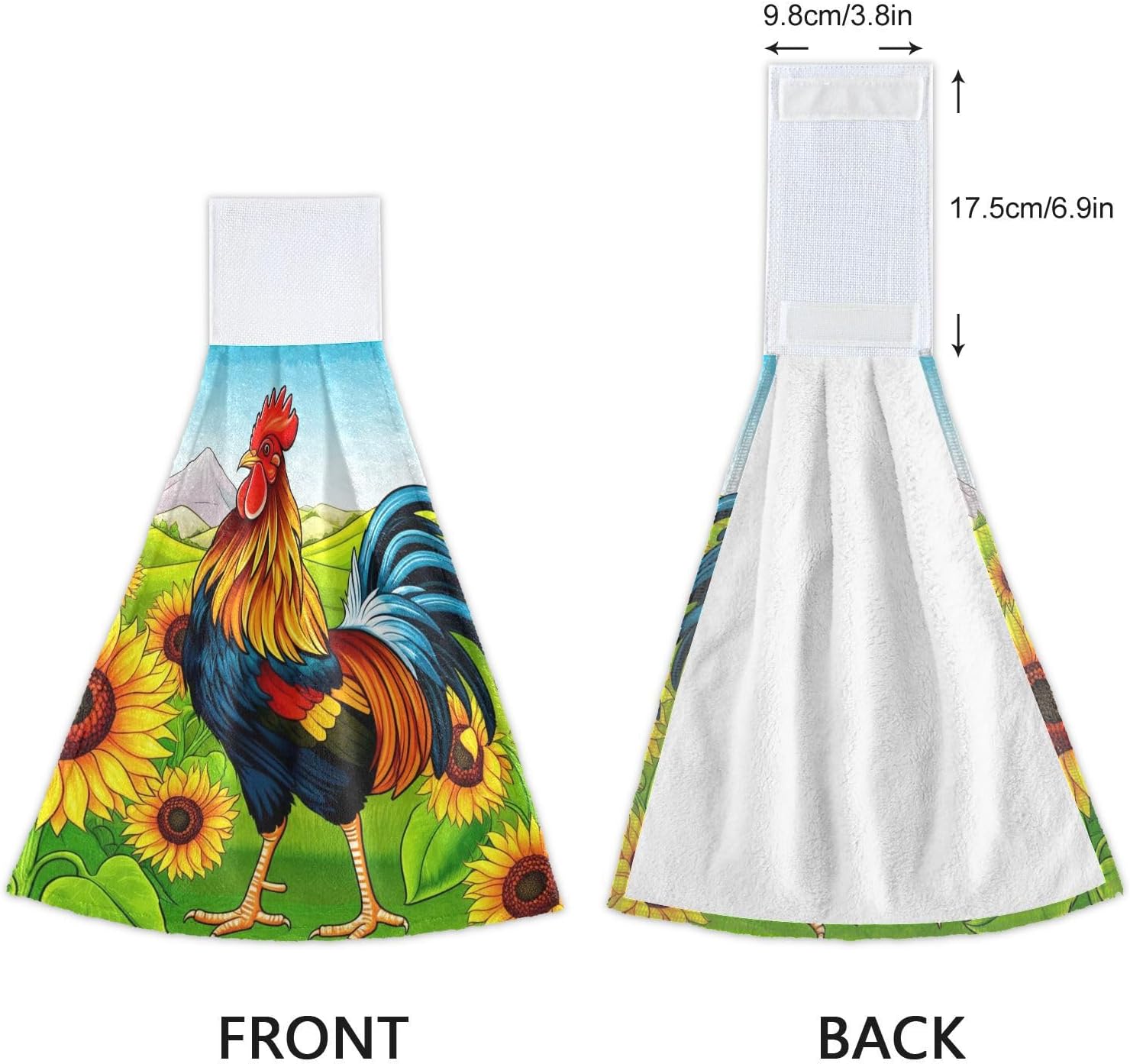 Super Soft Quick Dry Cartoon Rooster Sunflower Bathroom Towels Set of 2
