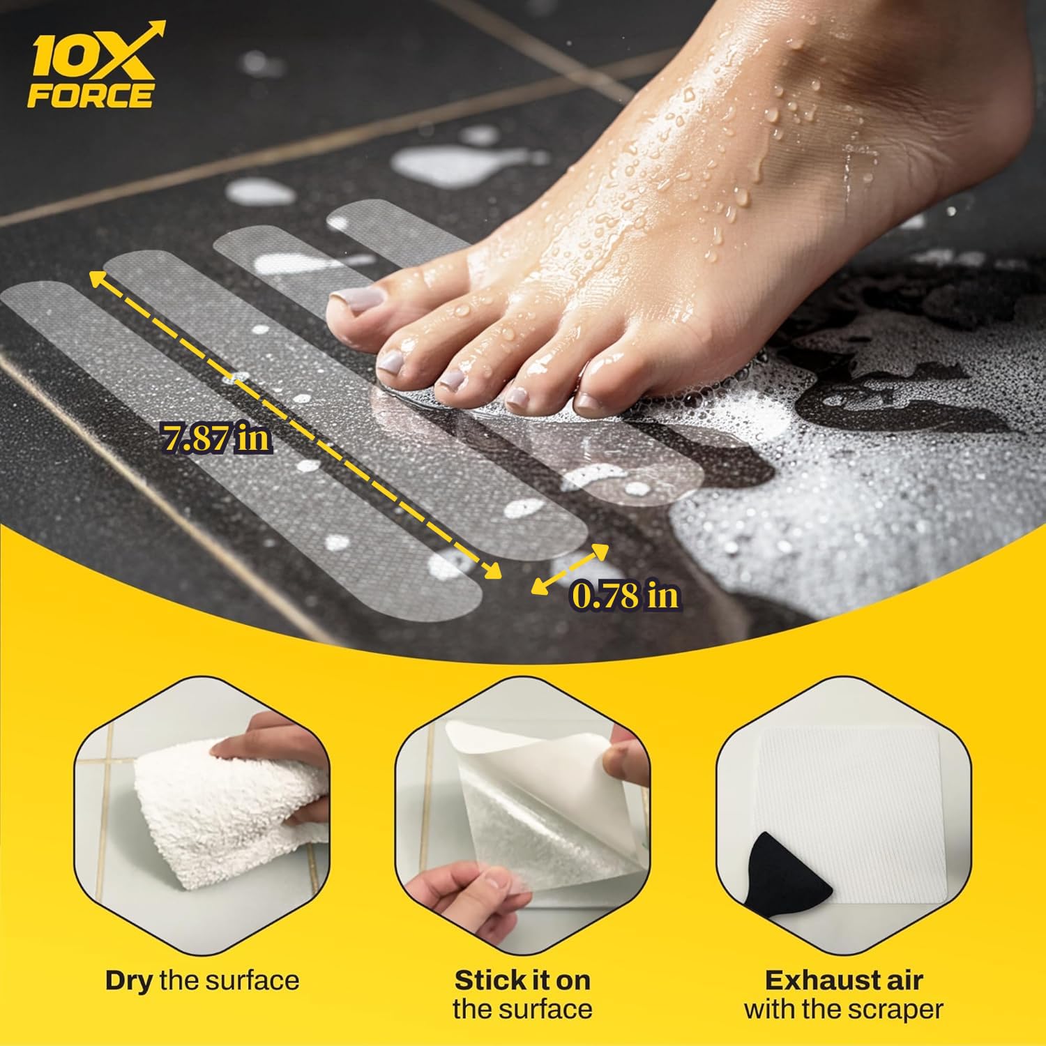 Made in Korea Ultra Thin Bathtub Non Slip Stickers with Diamond Grip