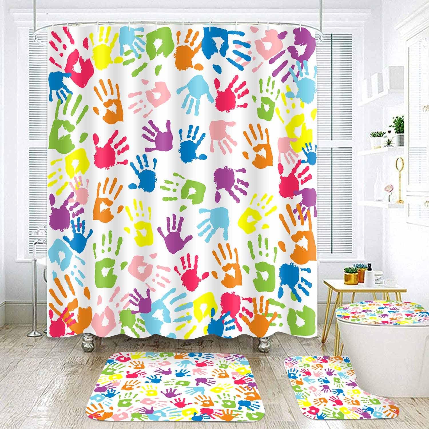 Vibrant Rainbow Shower Curtain Set for Kids