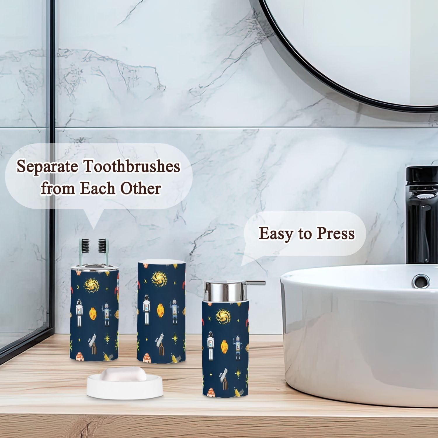 JBNJANKDAV Space Seamless 6-Piece Bathroom Accessories Set