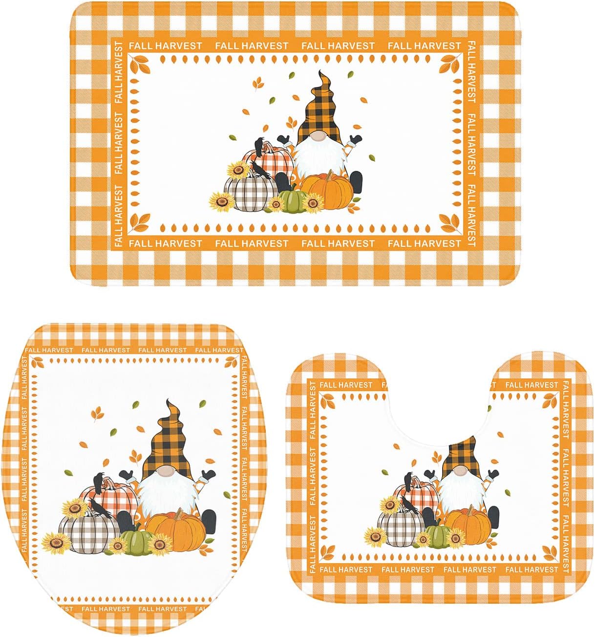 Perfect 3-Piece Bath Rug Set for autumn Multi-Use Non-SlipMat
