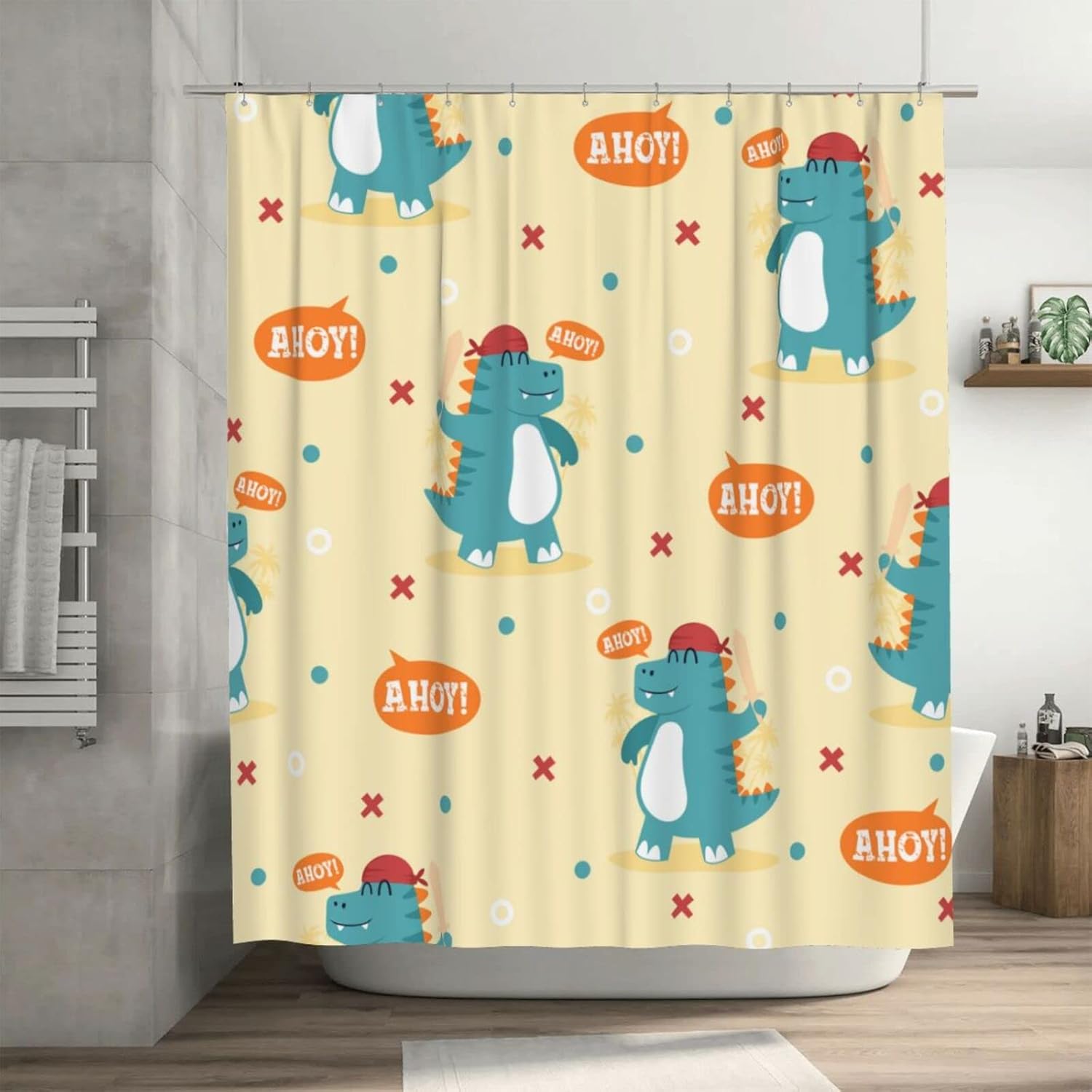 Dinosaur-Themed 72x72-Inch Premium belief Rainbow shower cartn