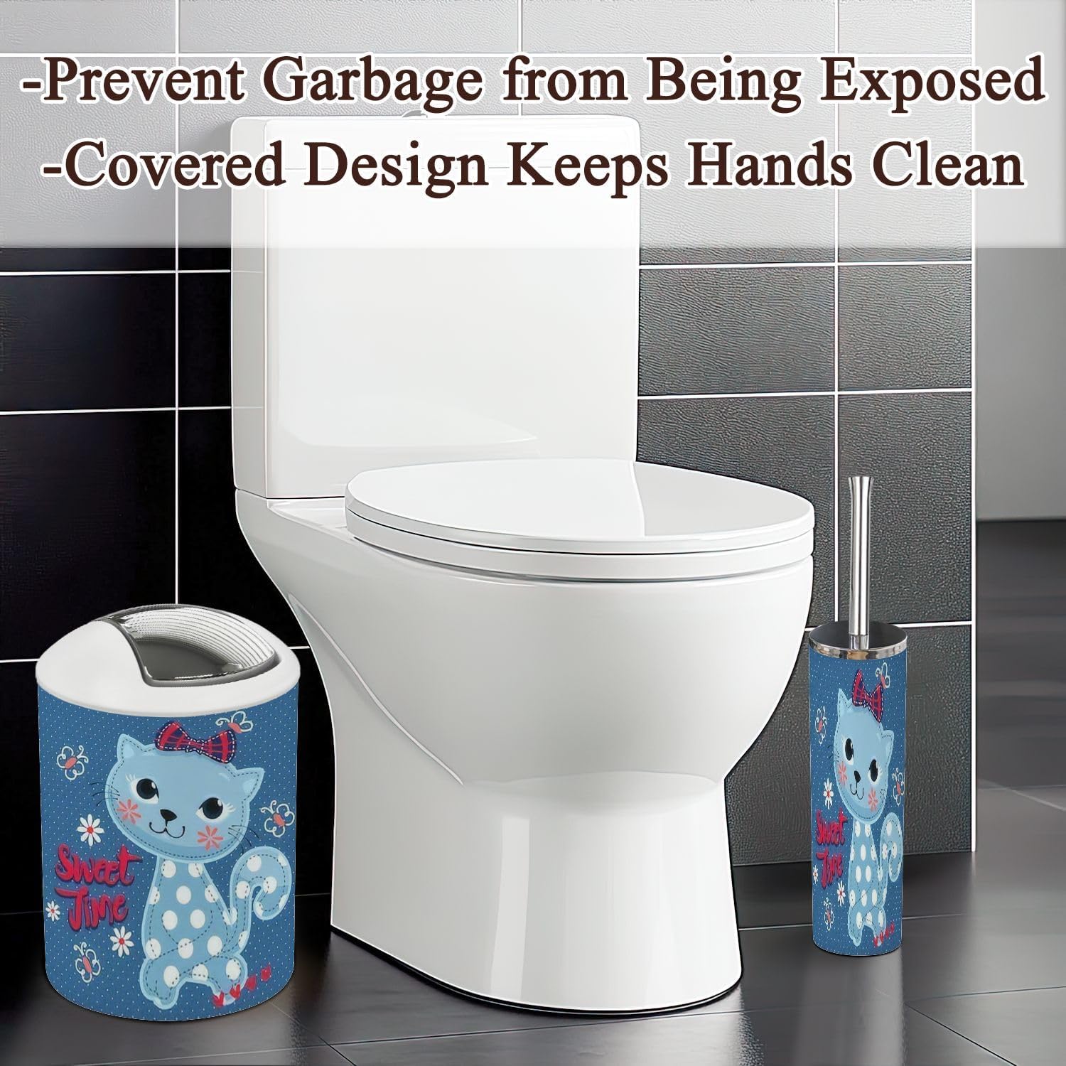 Cartoon Cat Bathroom Accessories Set of 6