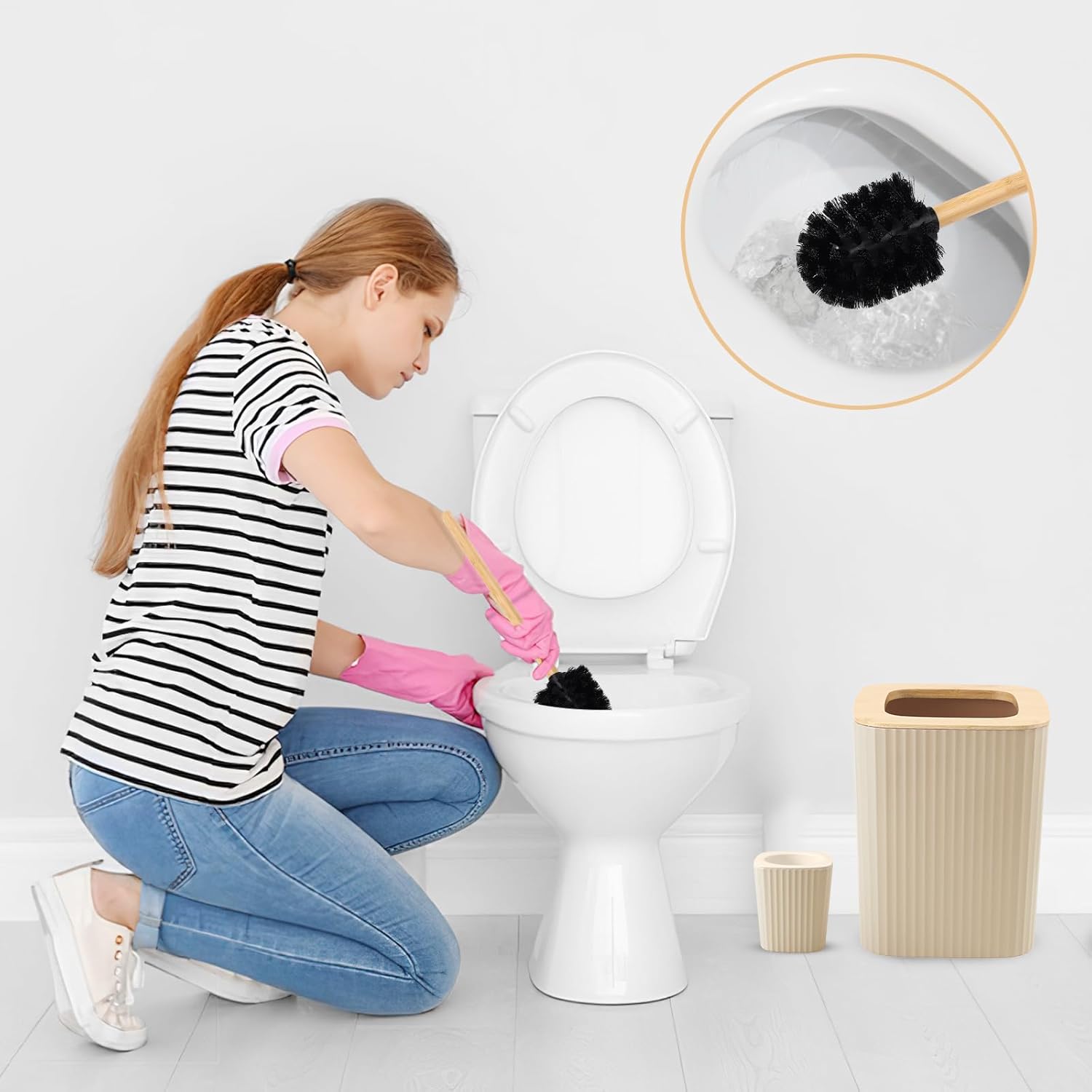 Beige Bathroom Accessories Sets Complete 9-Piece System