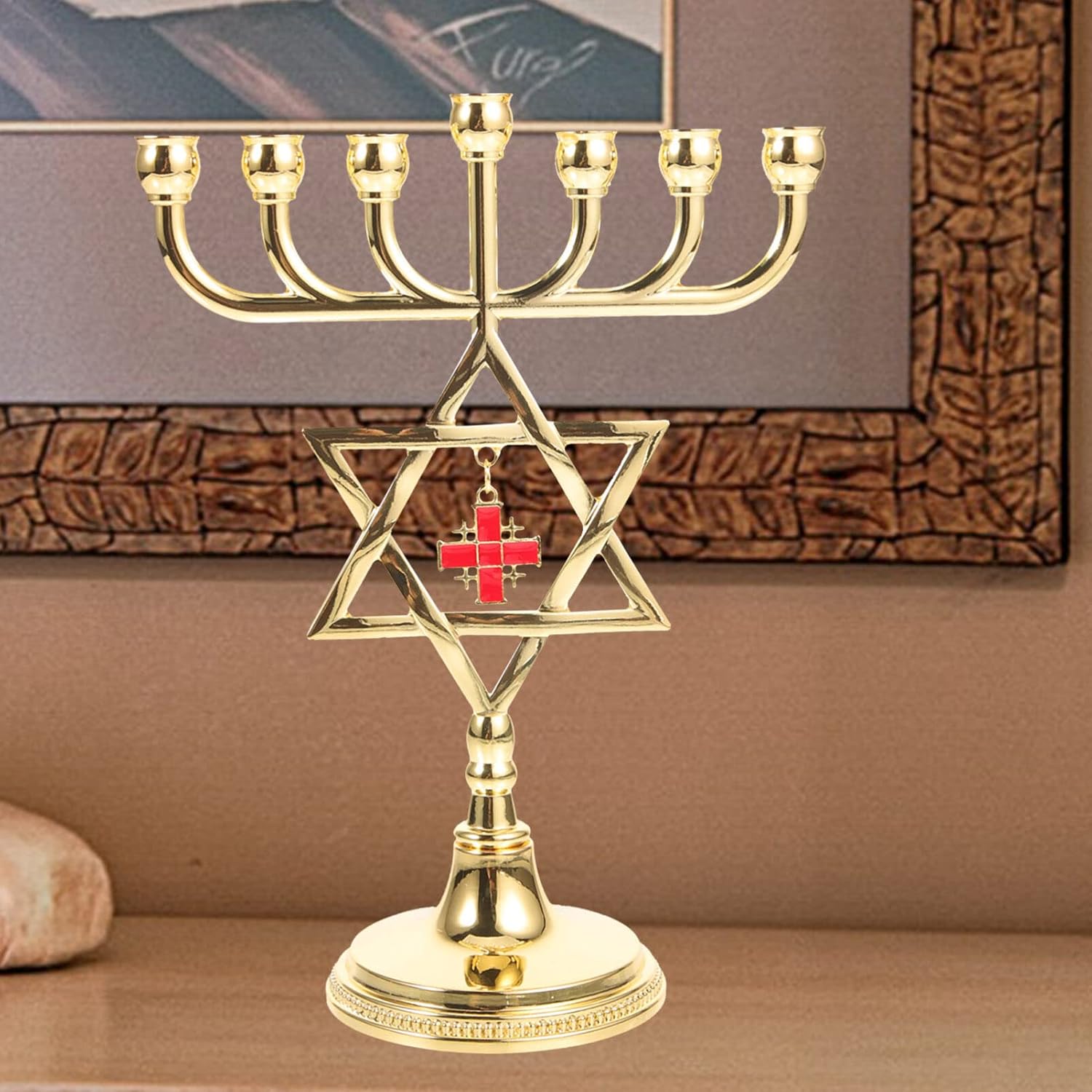 EXCEART 7-Branch Metal Candlestick Holder for Chanukah