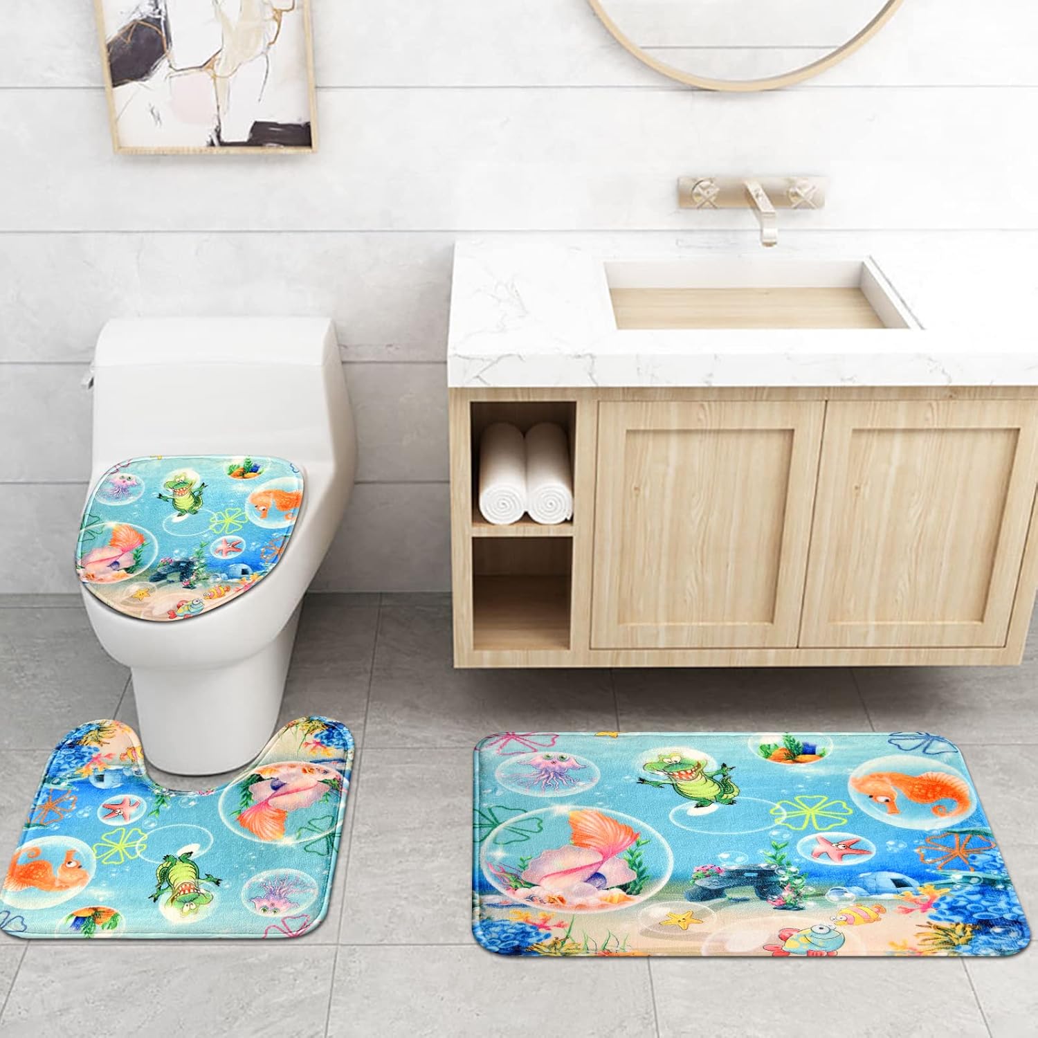 ADORABLE KIDS BATH PLAY COUCHSET WITH CATCHY SEA FISH DECOR