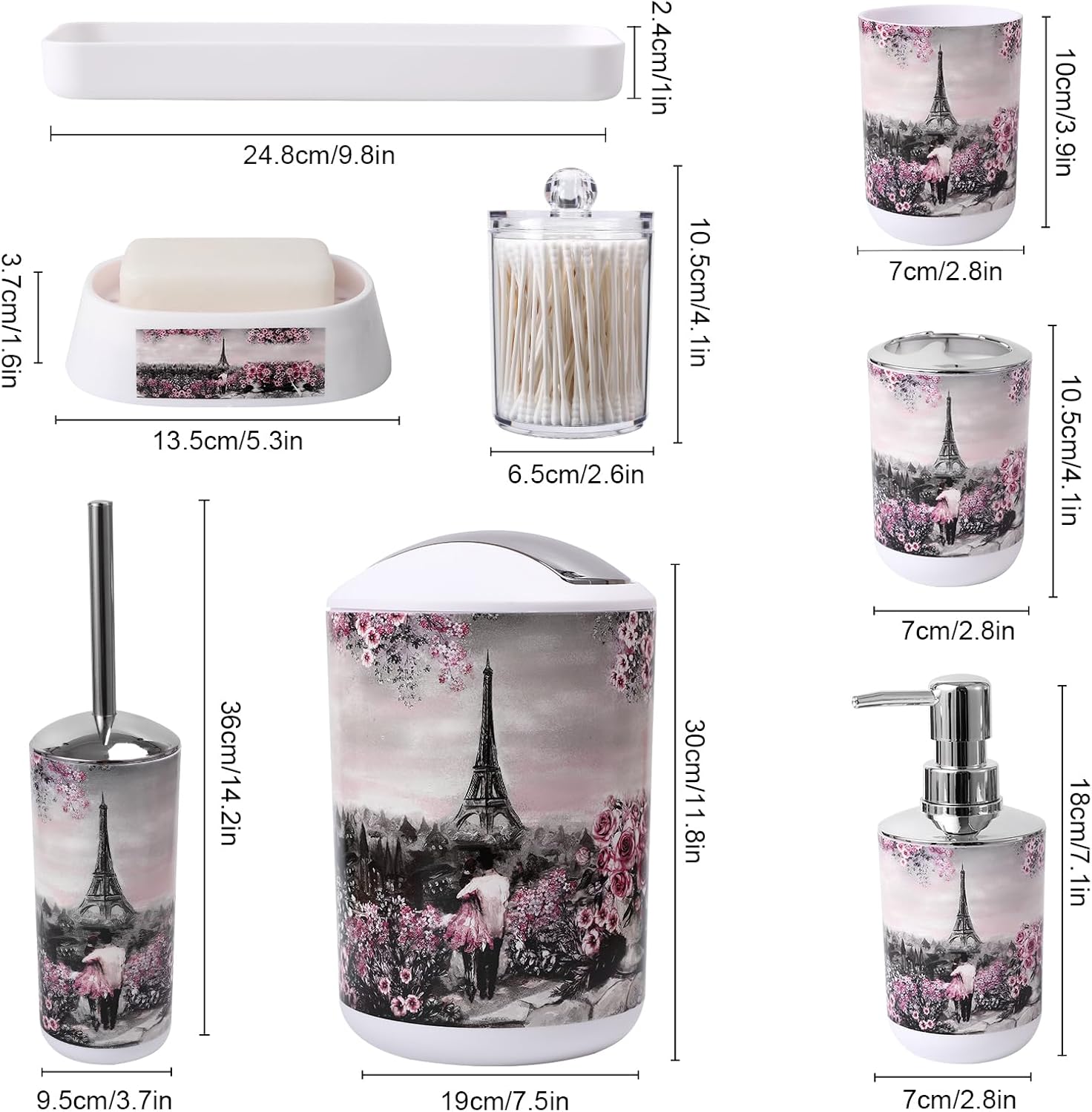 Complete 9-Piece Bathroom Accessory Set for Hygiene Comfort