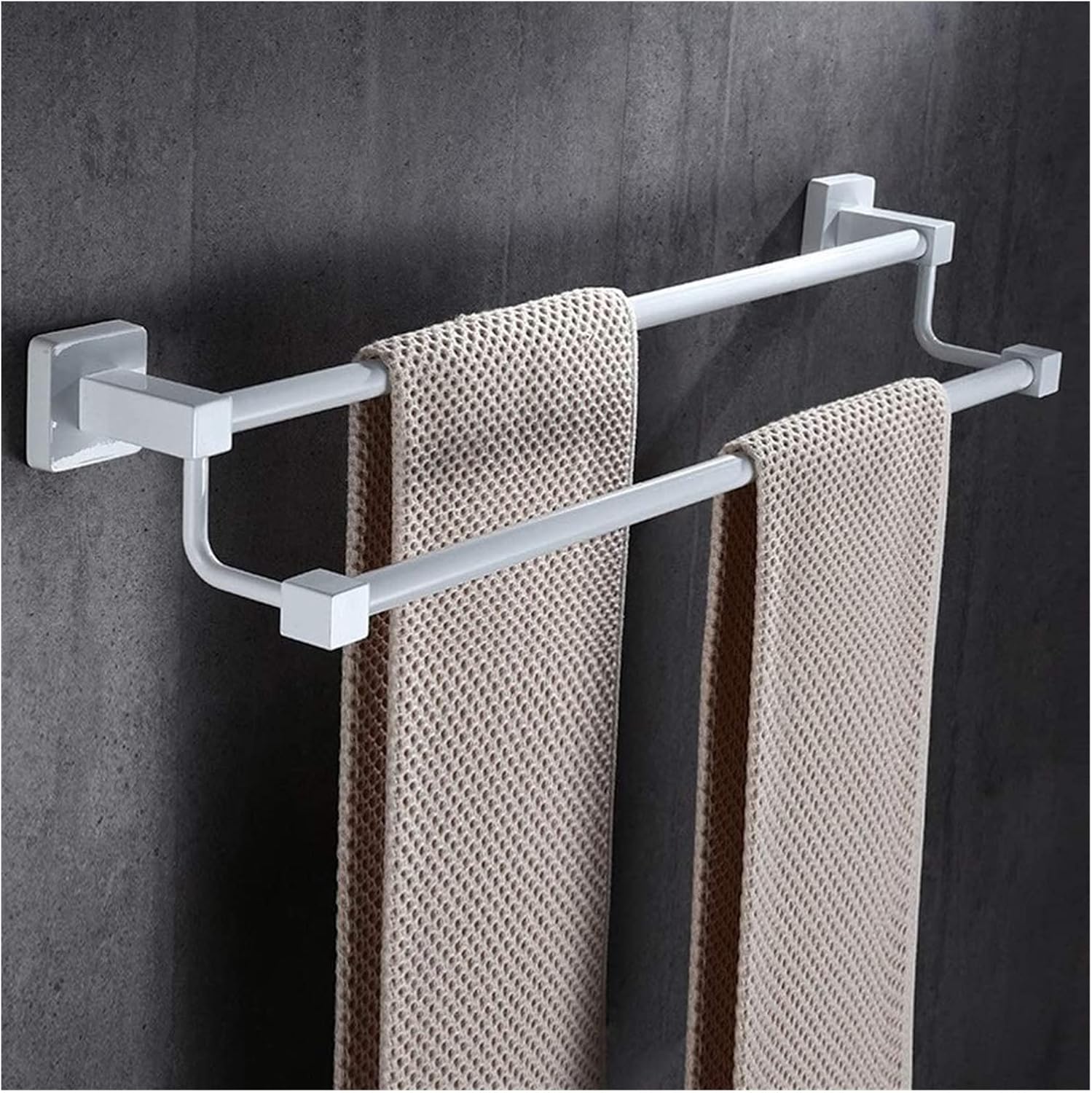 ALDEPO Double Towel Rail with Shelf - 50Cm Stainless Steel Bathroom Towel Rack