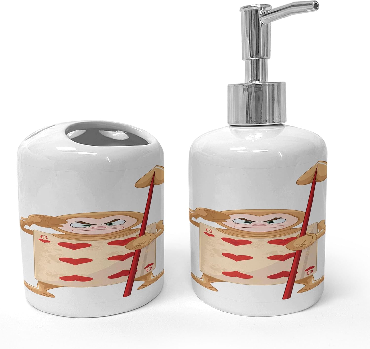 Bathroom Accessory Set - Alice in Wonderland Toothbrush Holder Soap Dispenser