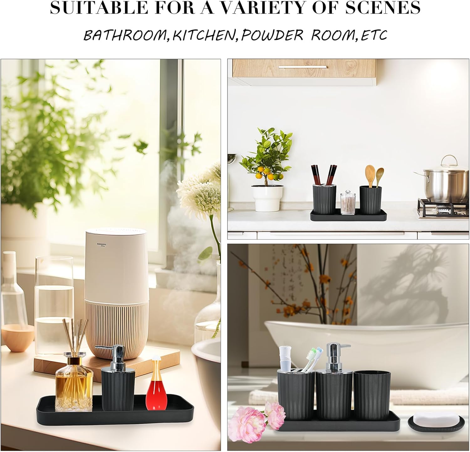 Complete Black Bathroom Set with Essential Accessories for Modern Bathrooms