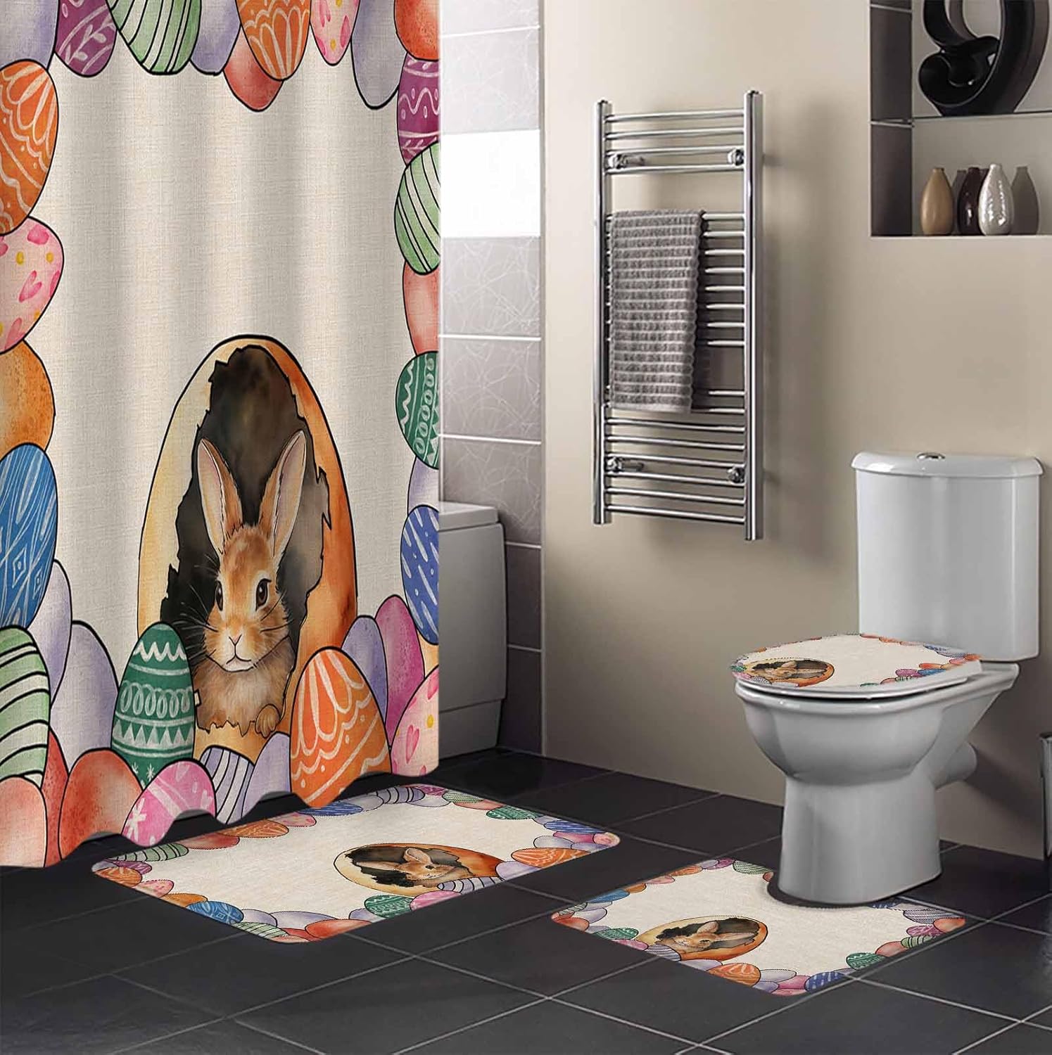 Singingin Retro Bathroom Set with Animal Patterns
