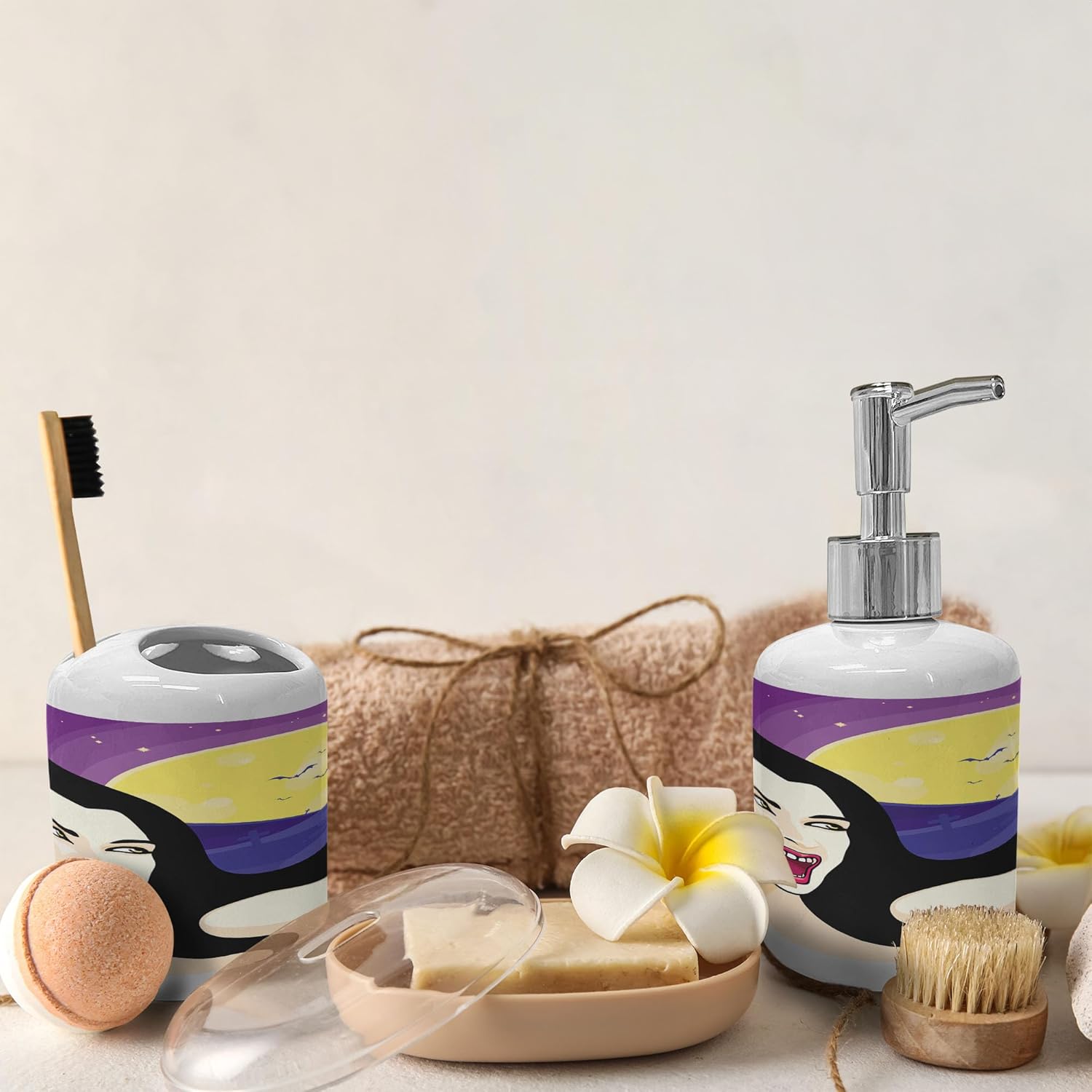Halloween-themed set for bathroom organization
