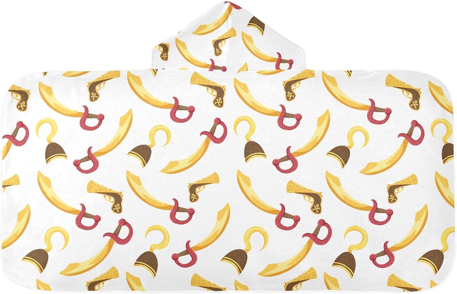 WIFIU Kids Hooded Beach Towel Pirate Hook Pattern
