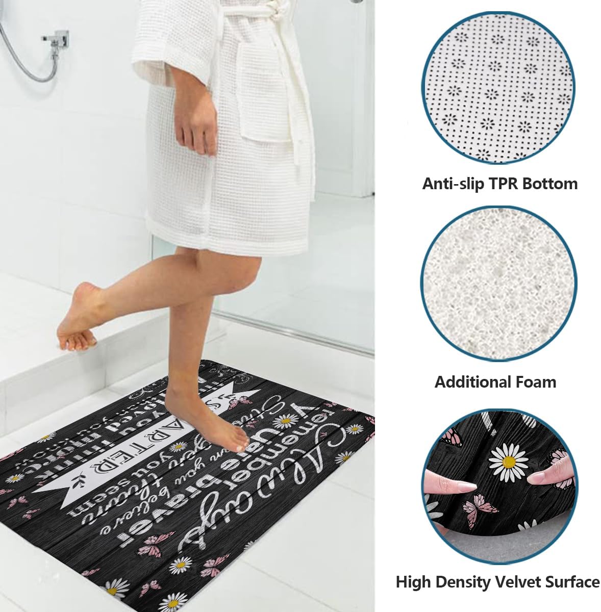 AAtter 4 Piece Shower Curtain Set with Non-Slip Rug and Bath Mat