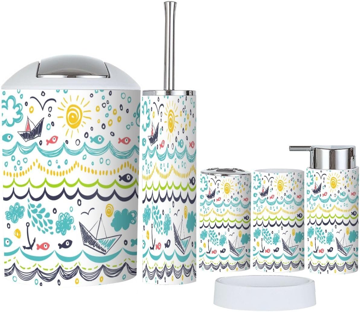 Bathroom Accessories Set 6 Pcs Durable Modern Decor