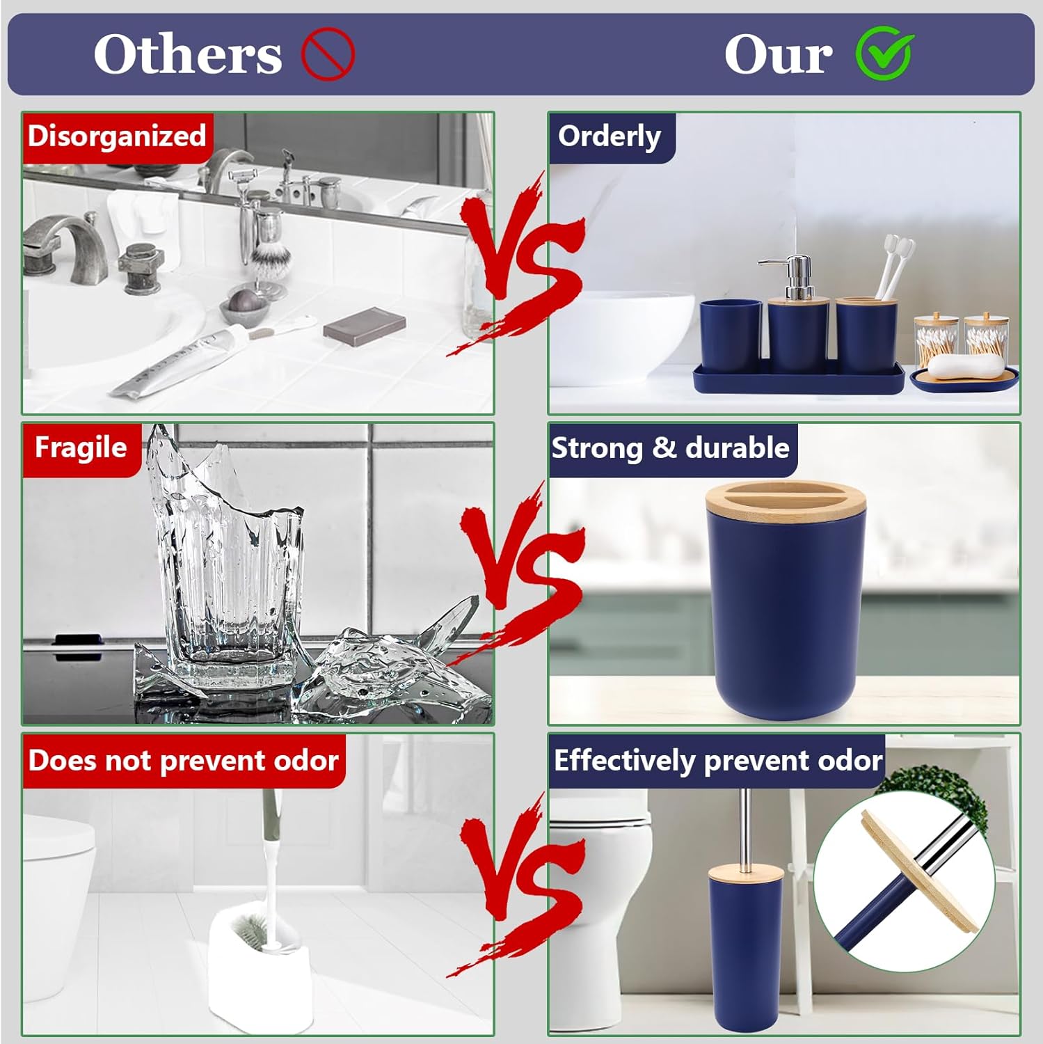 Navy Blue Bathroom Accessory Set