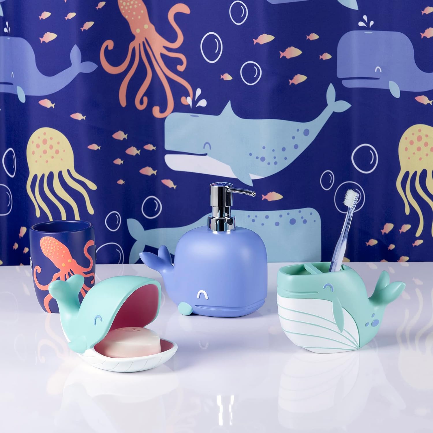 Allure Home Creation Whales 4-Piece Bath Set