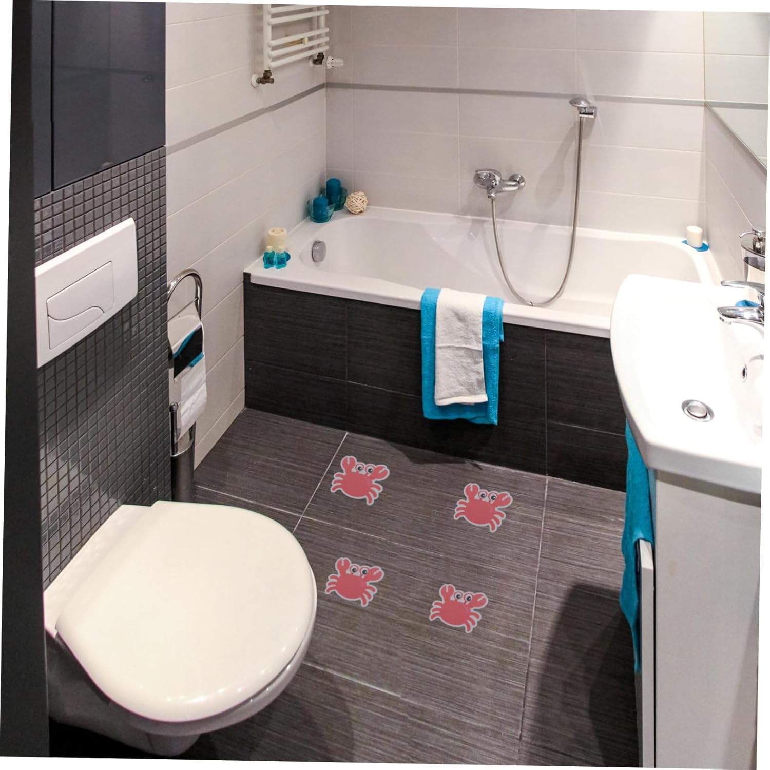 VOSAREA 8Pcs Cartoon Bathtub Stickers Self Adhesive Non Slip Decals