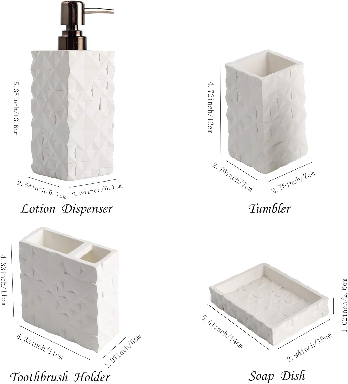Nestled Pure Resin 4-Piece Bathroom Accessories Set for Luxurious Style