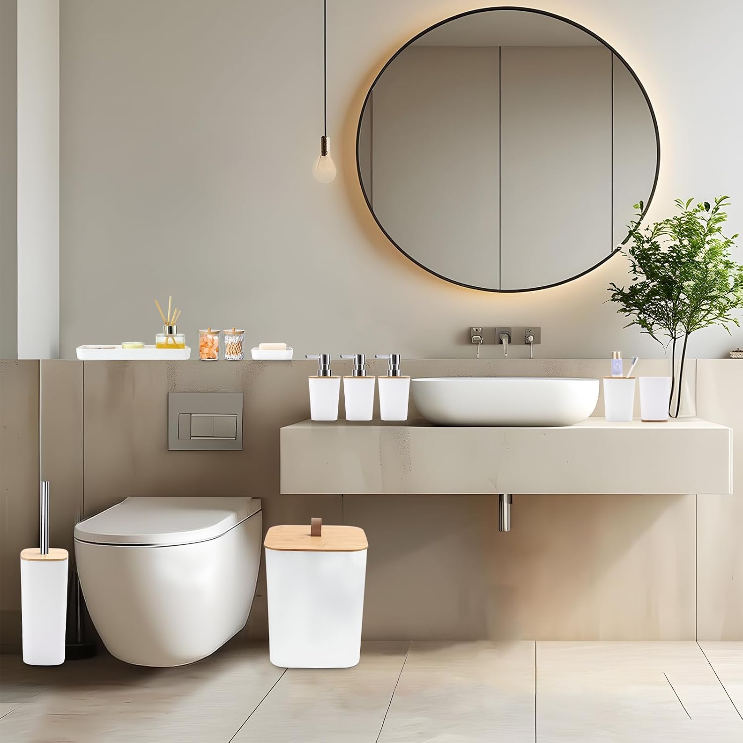 XLHOMO White Bathroom Accessory Set for Modern Home