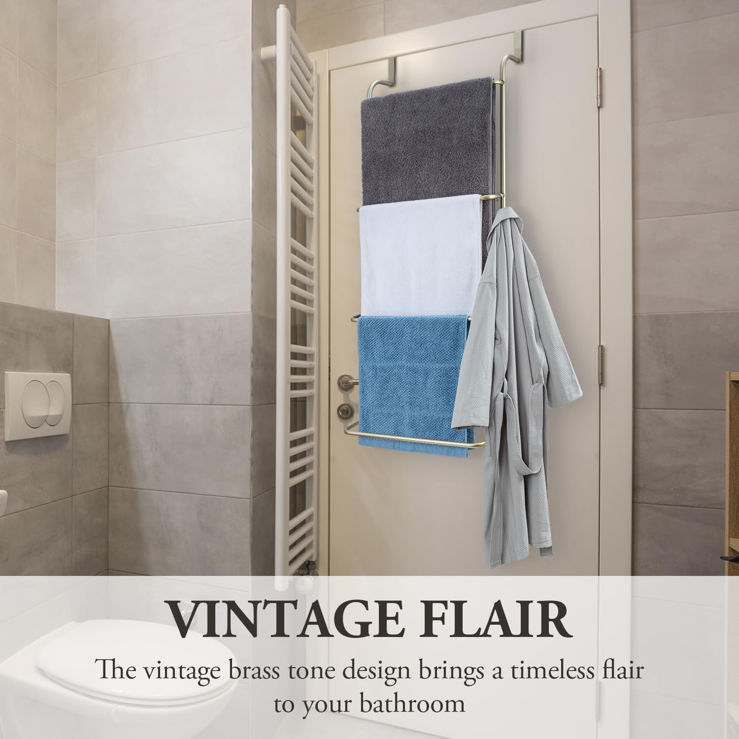 MyGift 4 Rung Over-The-Door Towel Drying Rack
