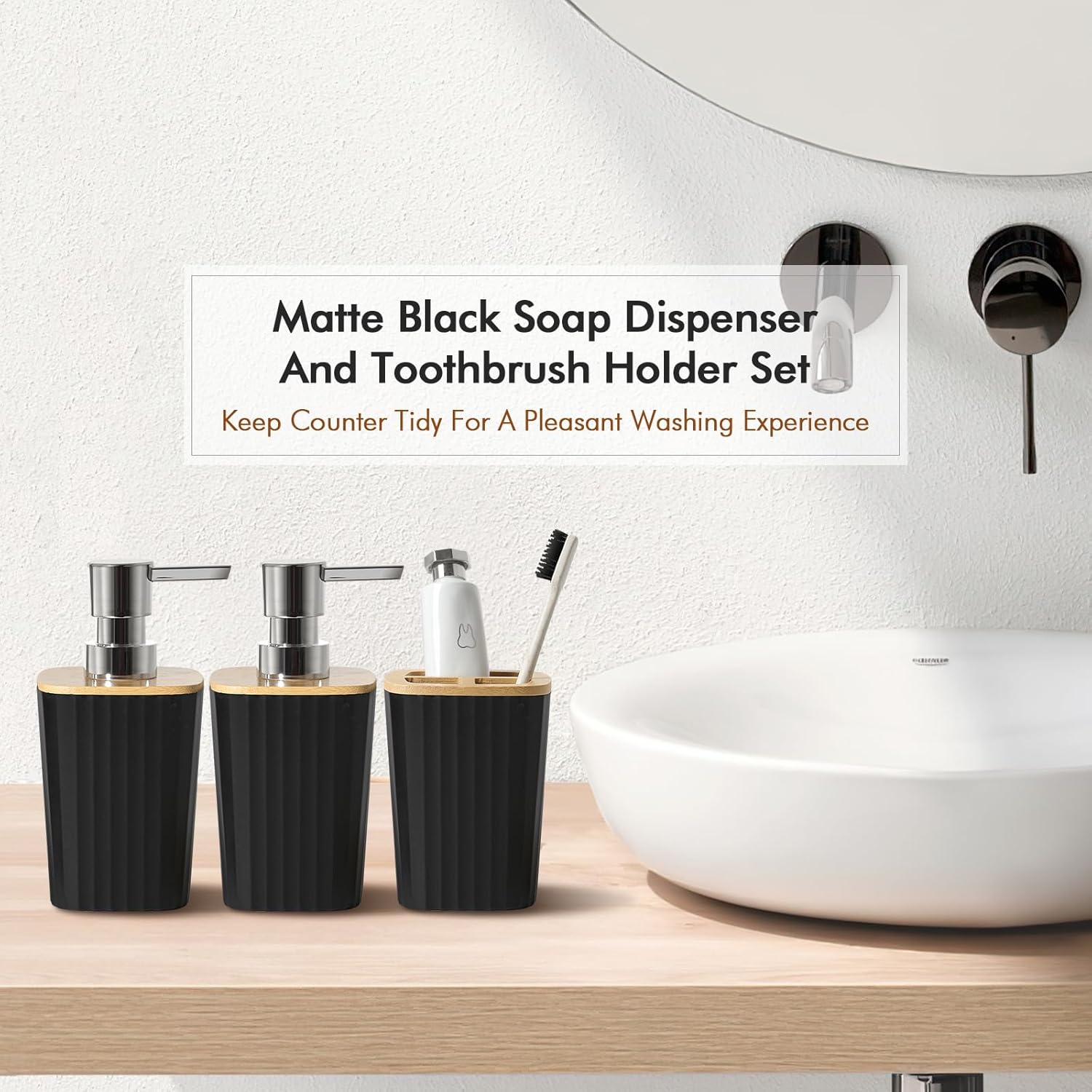 RYTOXILO Black Bathroom Set 21Pcs Complete Bathroom Accessories Water Resistant Style