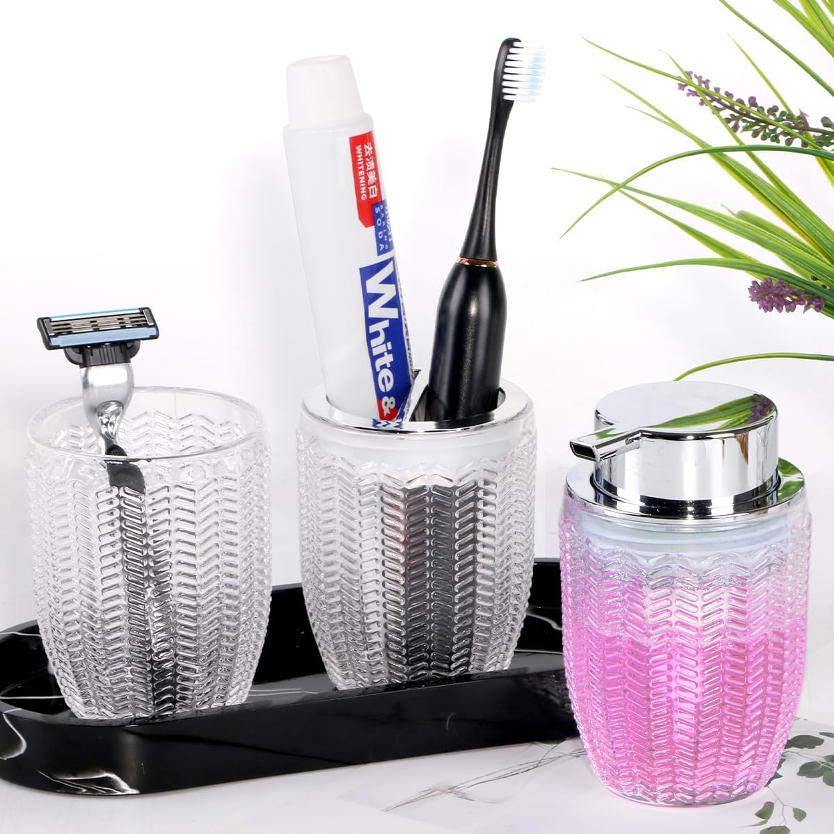 3-Piece Glass Bathroom Accessories Set
